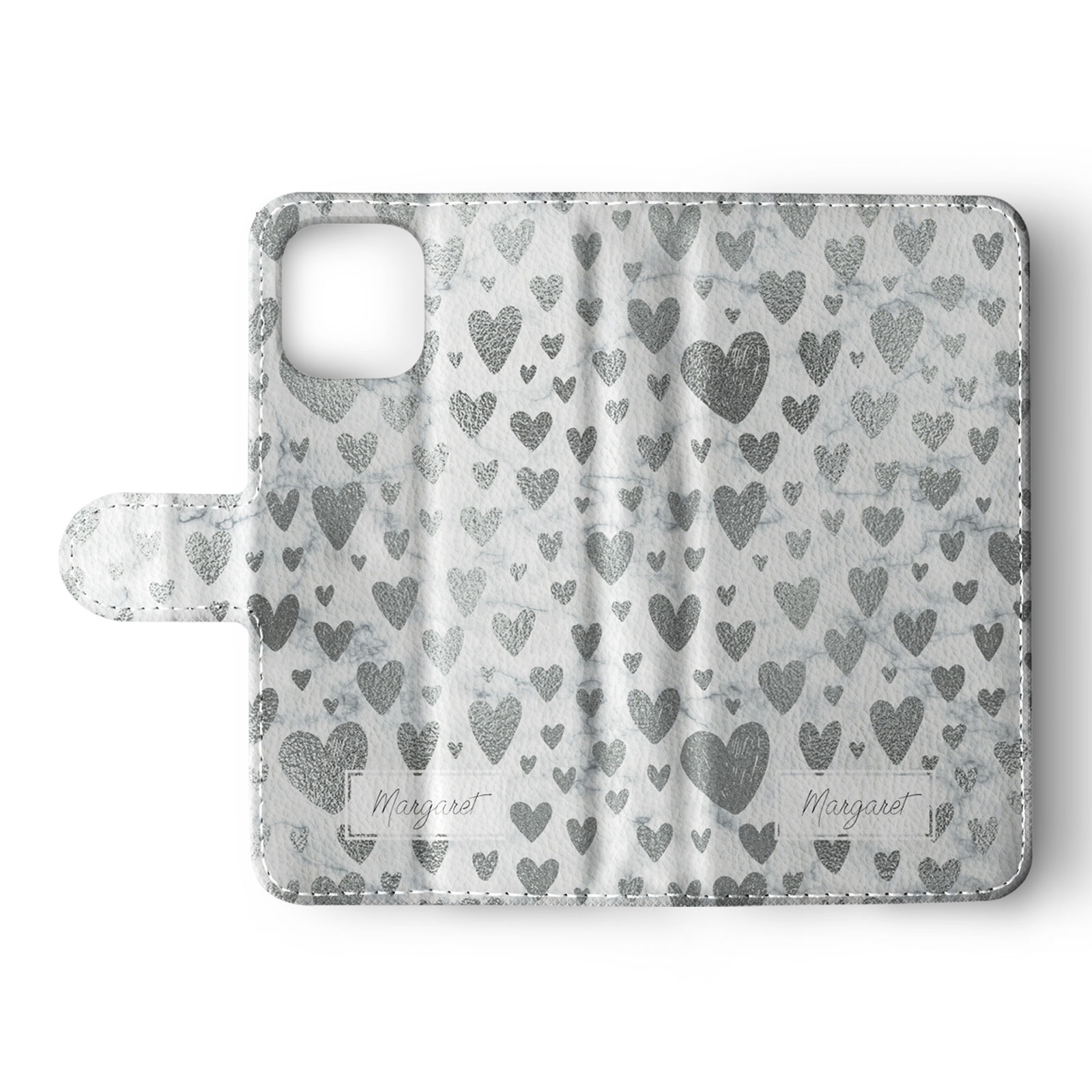 Tirita Personalised Wallet Flip Case for iPhone 16 15 14 13 12 11 Silver Marble - Picture 18 of 26