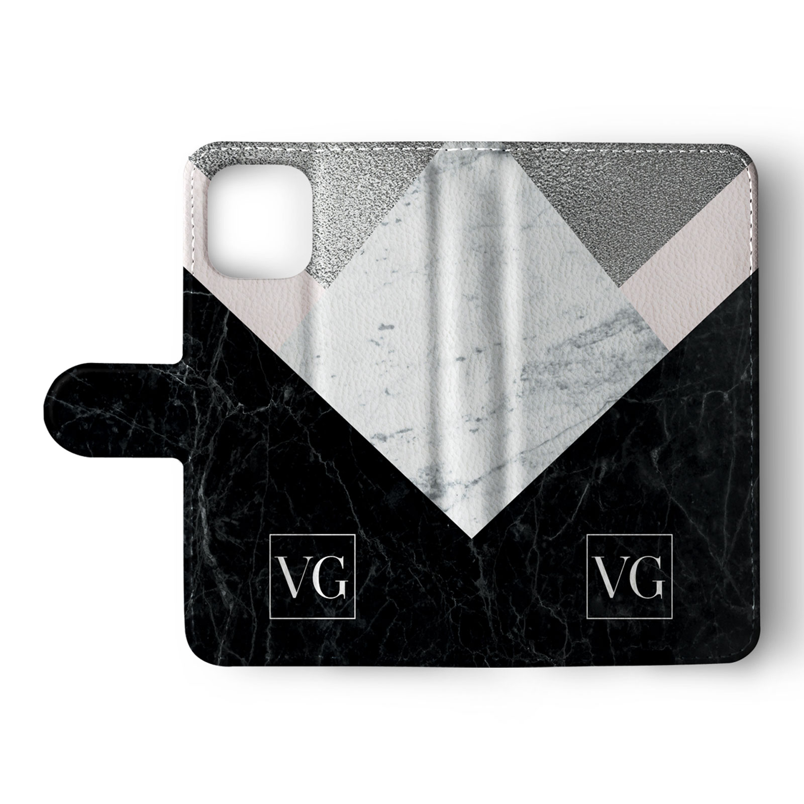 Tirita Personalised Wallet Flip Case for iPhone 16 15 14 13 12 11 Silver Marble - Picture 21 of 26