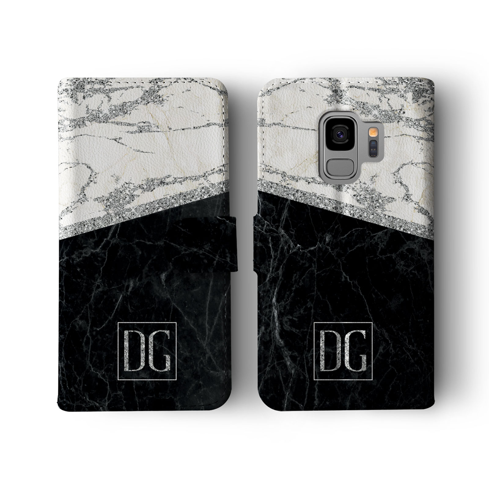 Tirita Personalised Wallet Flip Case for Samsung S23 S22 S20 S9 Marble Silver - Picture 2 of 26