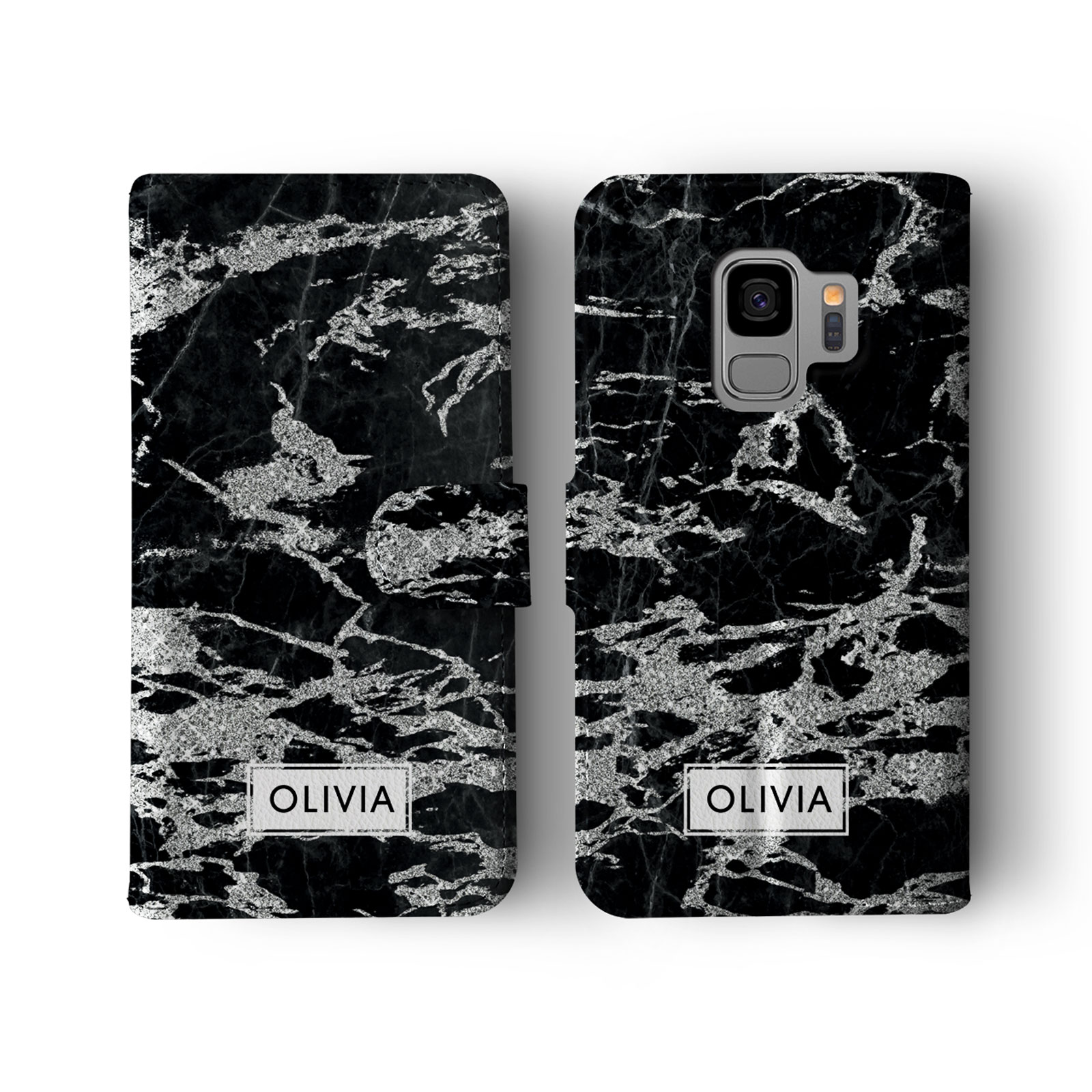 Tirita Personalised Wallet Flip Case for Samsung S23 S22 S20 S9 Marble Silver - Picture 5 of 26