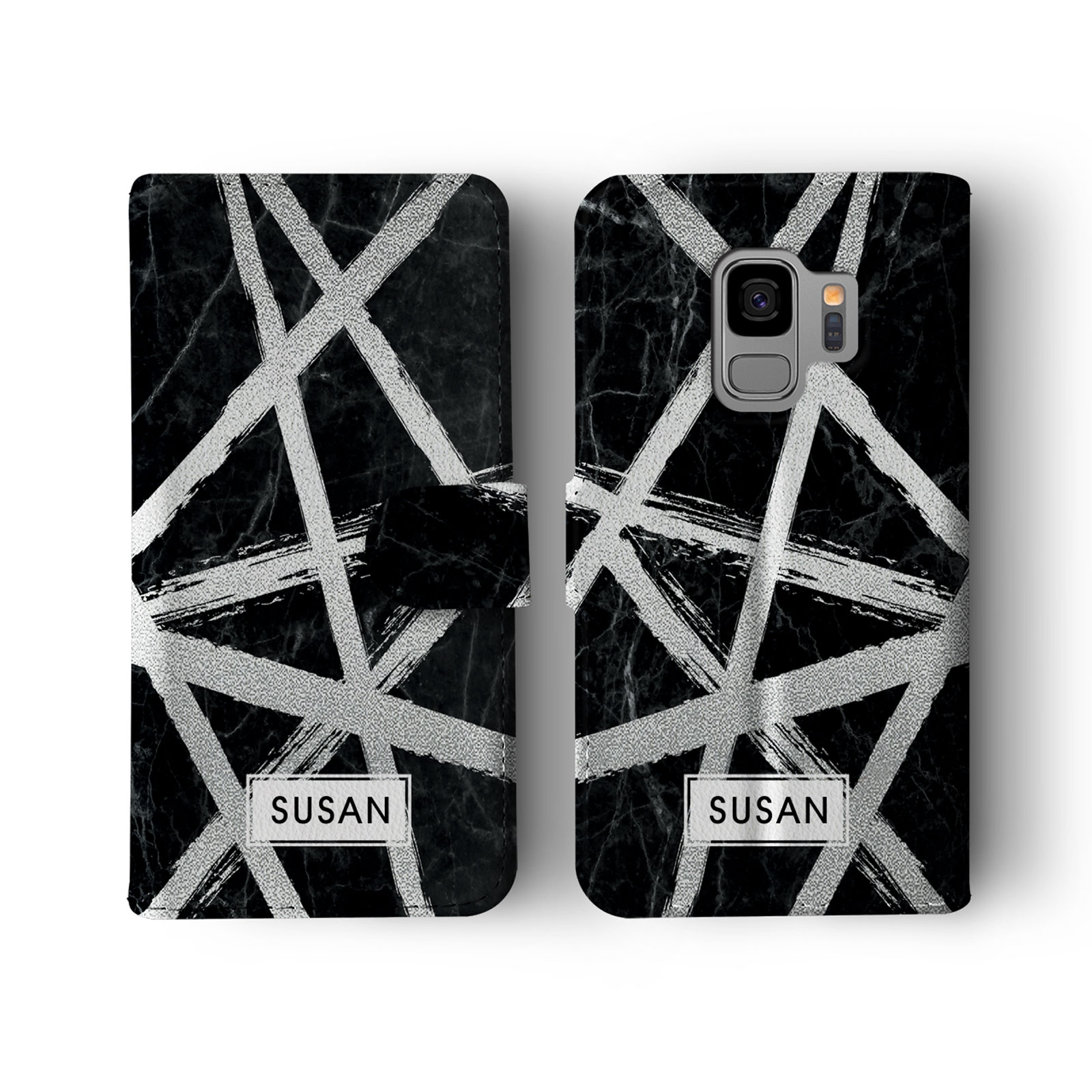 Tirita Personalised Wallet Flip Case for Samsung S23 S22 S20 S9 Marble Silver - Picture 8 of 26