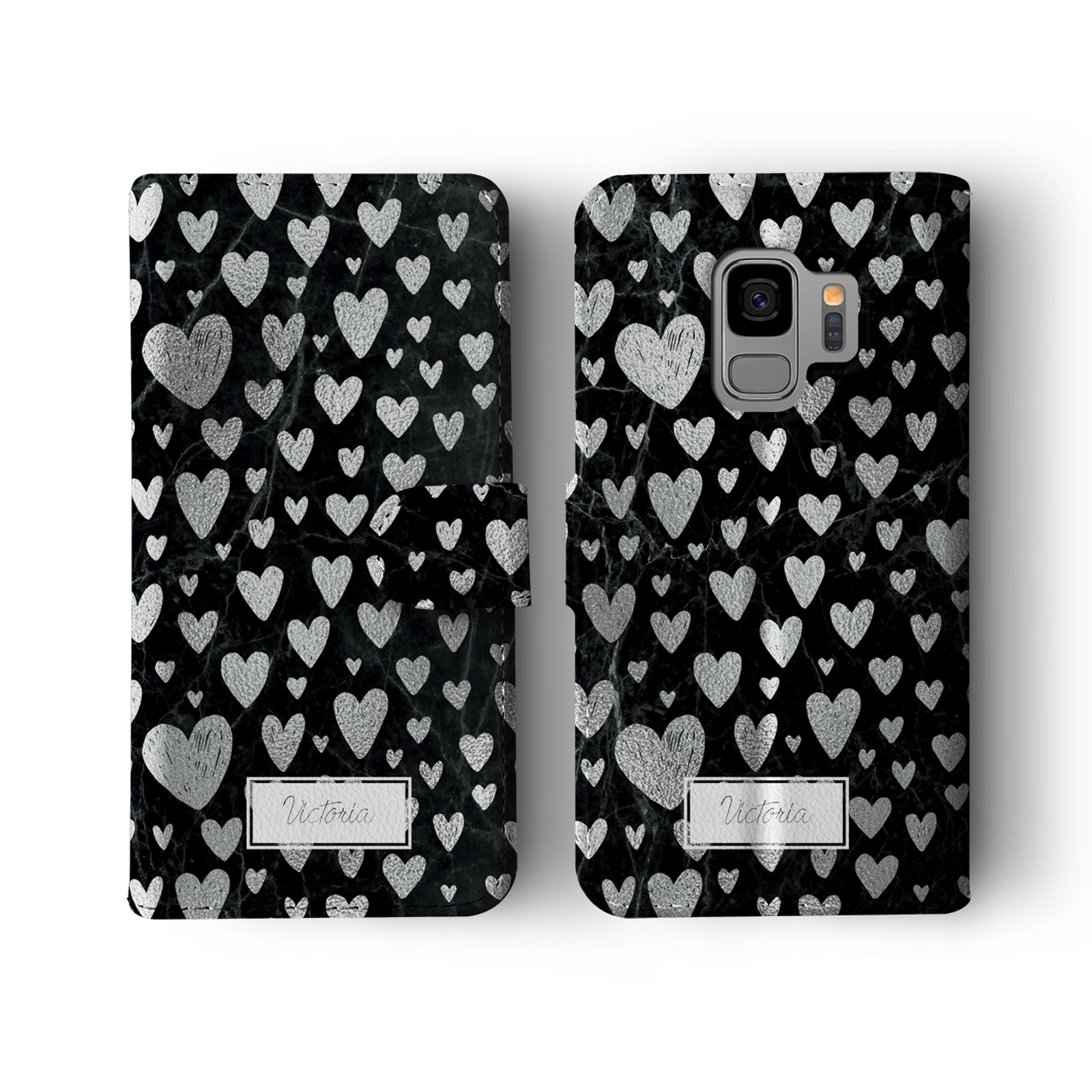 Tirita Personalised Wallet Flip Case for Samsung S23 S22 S20 S9 Marble Silver - Picture 14 of 26
