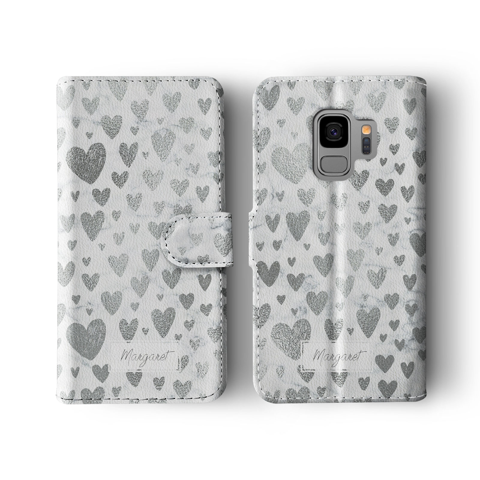 Tirita Personalised Wallet Flip Case for Samsung S23 S22 S20 S9 Marble Silver - Picture 17 of 26