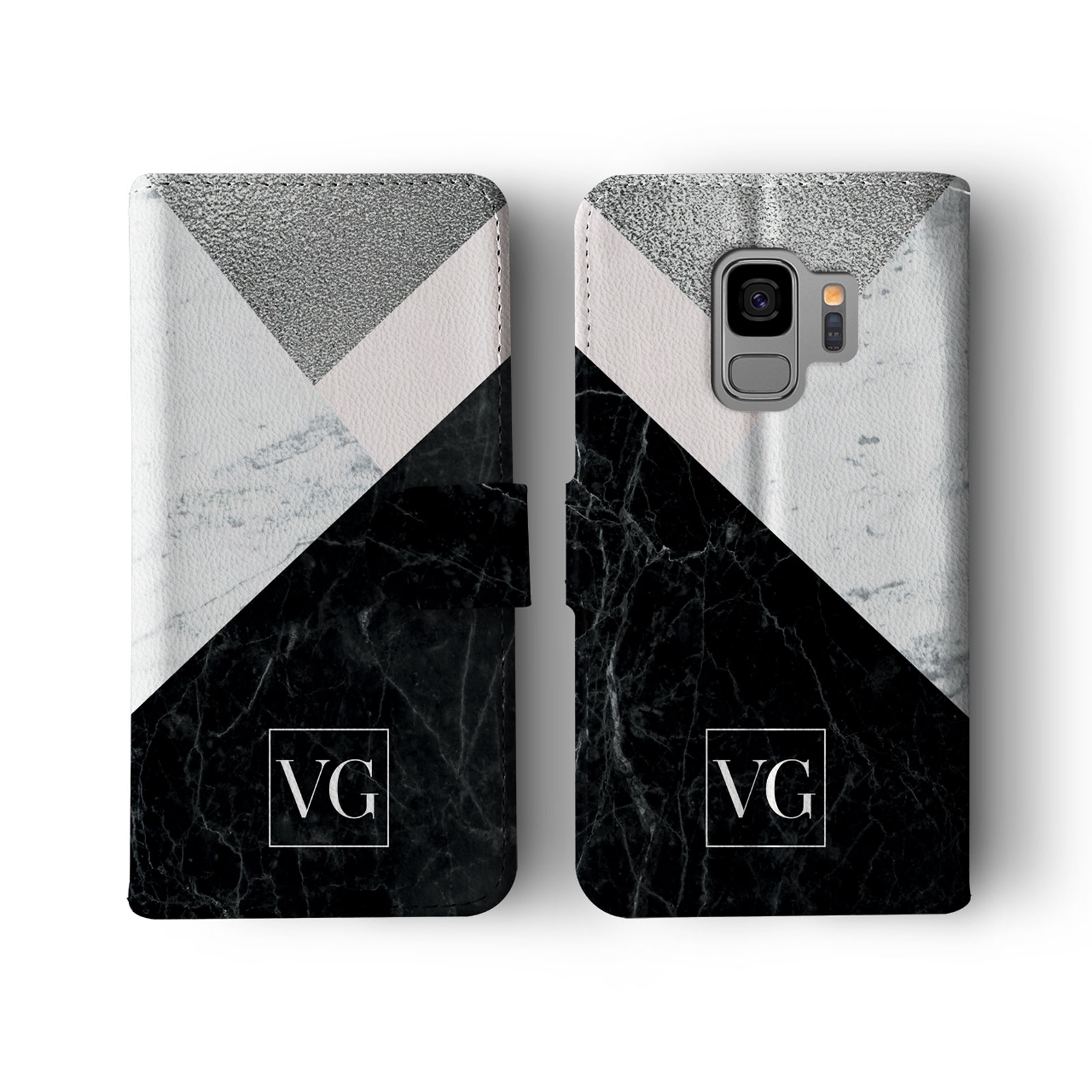 Tirita Personalised Wallet Flip Case for Samsung S23 S22 S20 S9 Marble Silver - Picture 20 of 26