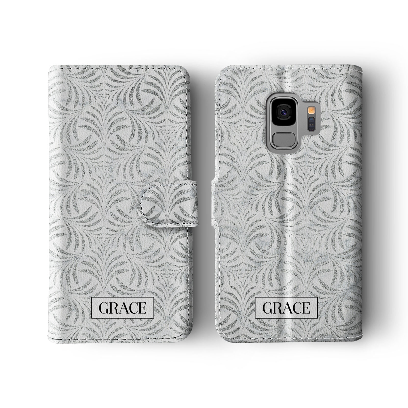Tirita Personalised Wallet Flip Case for Samsung S23 S22 S20 S9 Marble Silver - Picture 23 of 26
