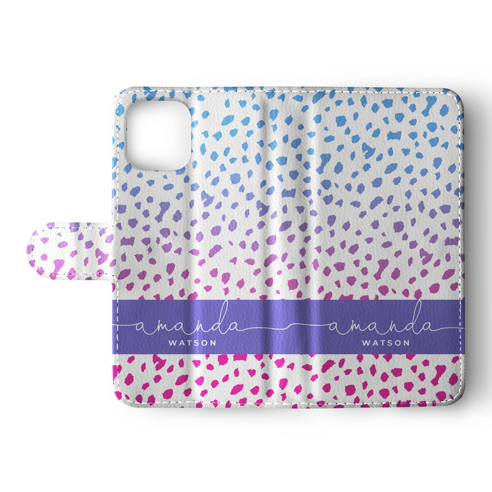 Tirita Personalised Wallet Flip Case for iPhone 14 13 12 11 Colourful Stars Dots - Picture 3 of 31