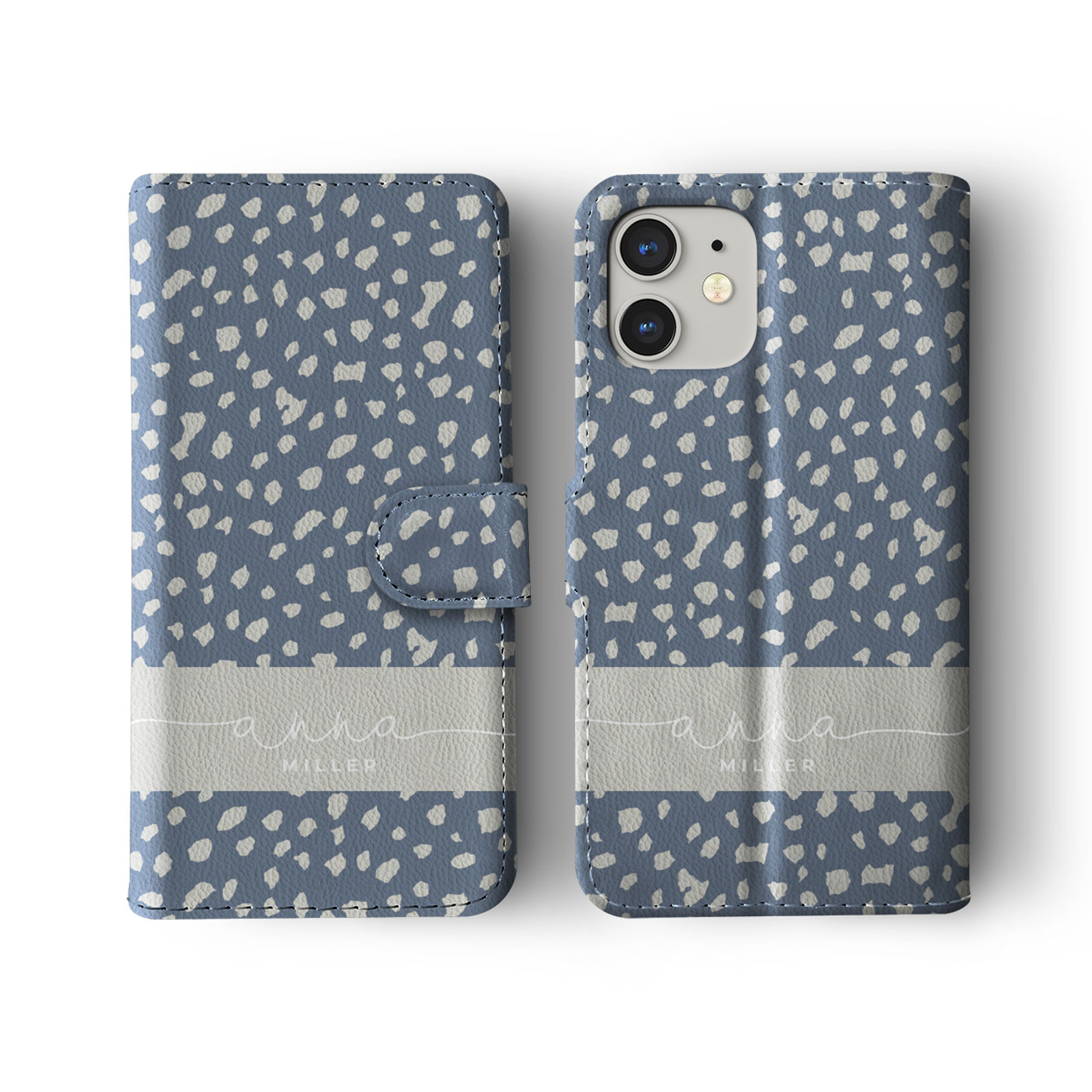 Tirita Personalised Wallet Flip Case for iPhone 14 13 12 11 Colourful Stars Dots - Picture 5 of 31