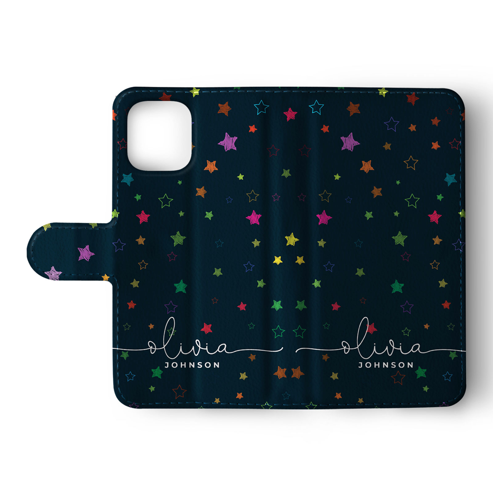 Tirita Personalised Wallet Flip Case for iPhone 14 13 12 11 Colourful Stars Dots - Picture 12 of 31