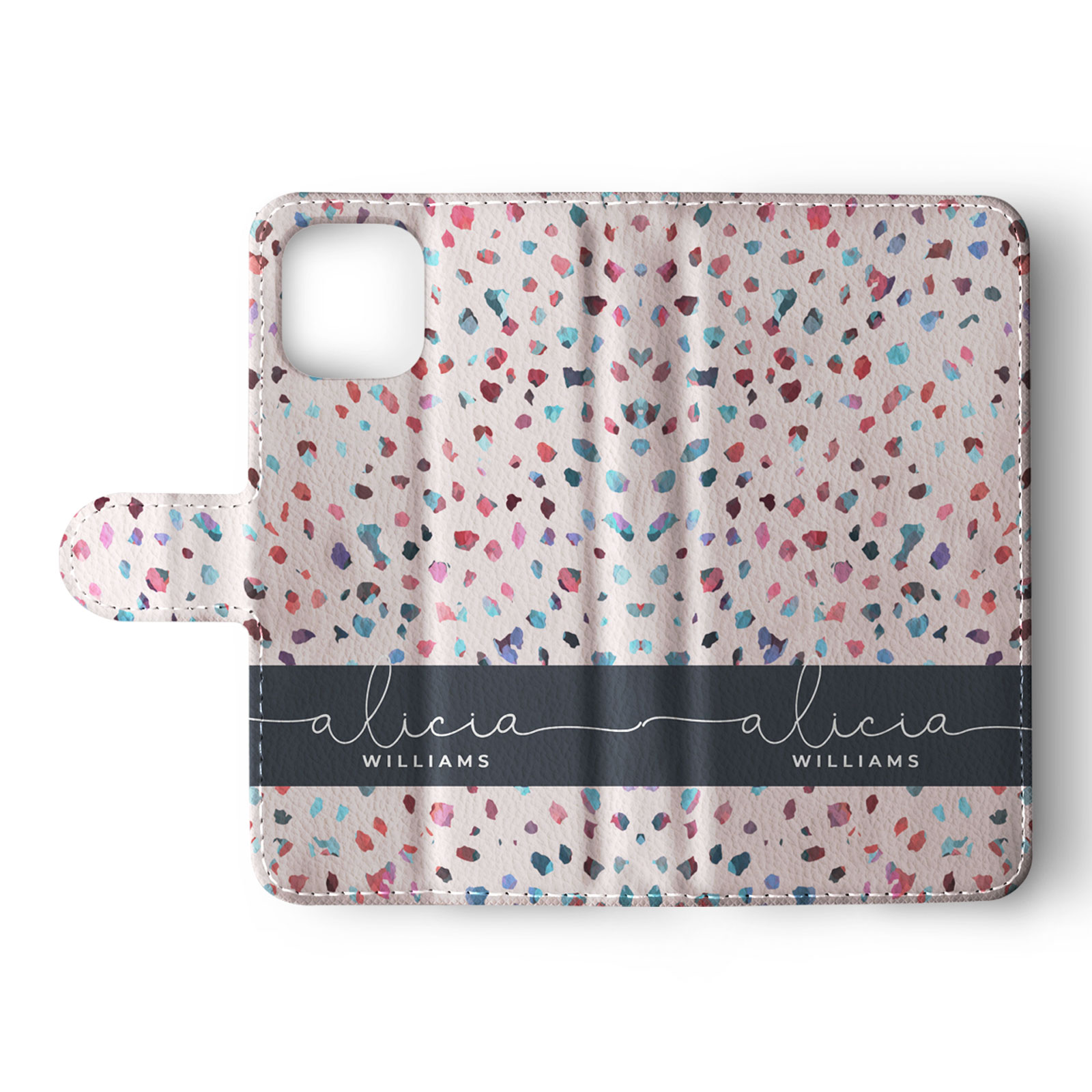 Tirita Personalised Wallet Flip Case for iPhone 14 13 12 11 Colourful Stars Dots - Picture 15 of 31