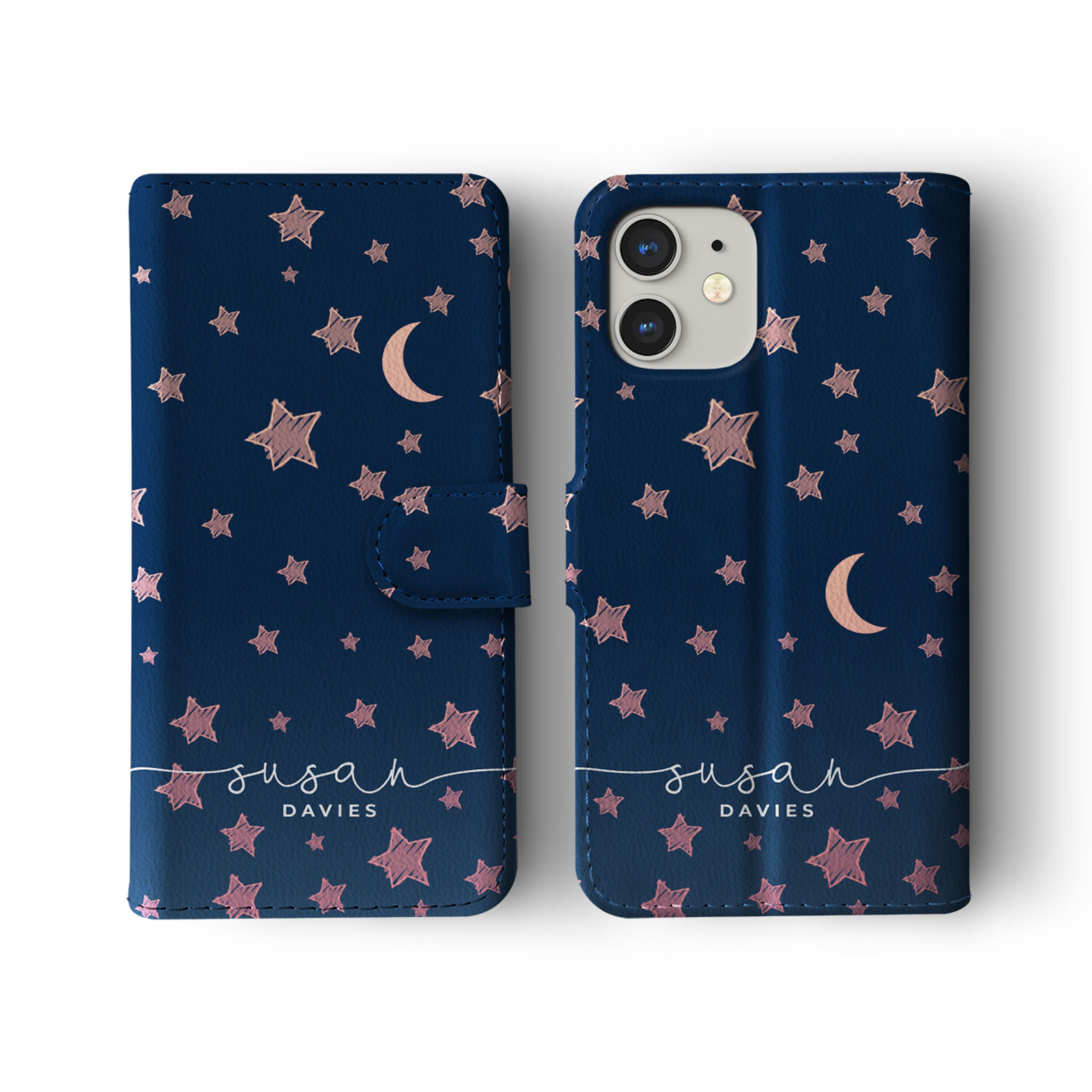 Tirita Personalised Wallet Flip Case for iPhone 14 13 12 11 Colourful Stars Dots - Picture 20 of 31