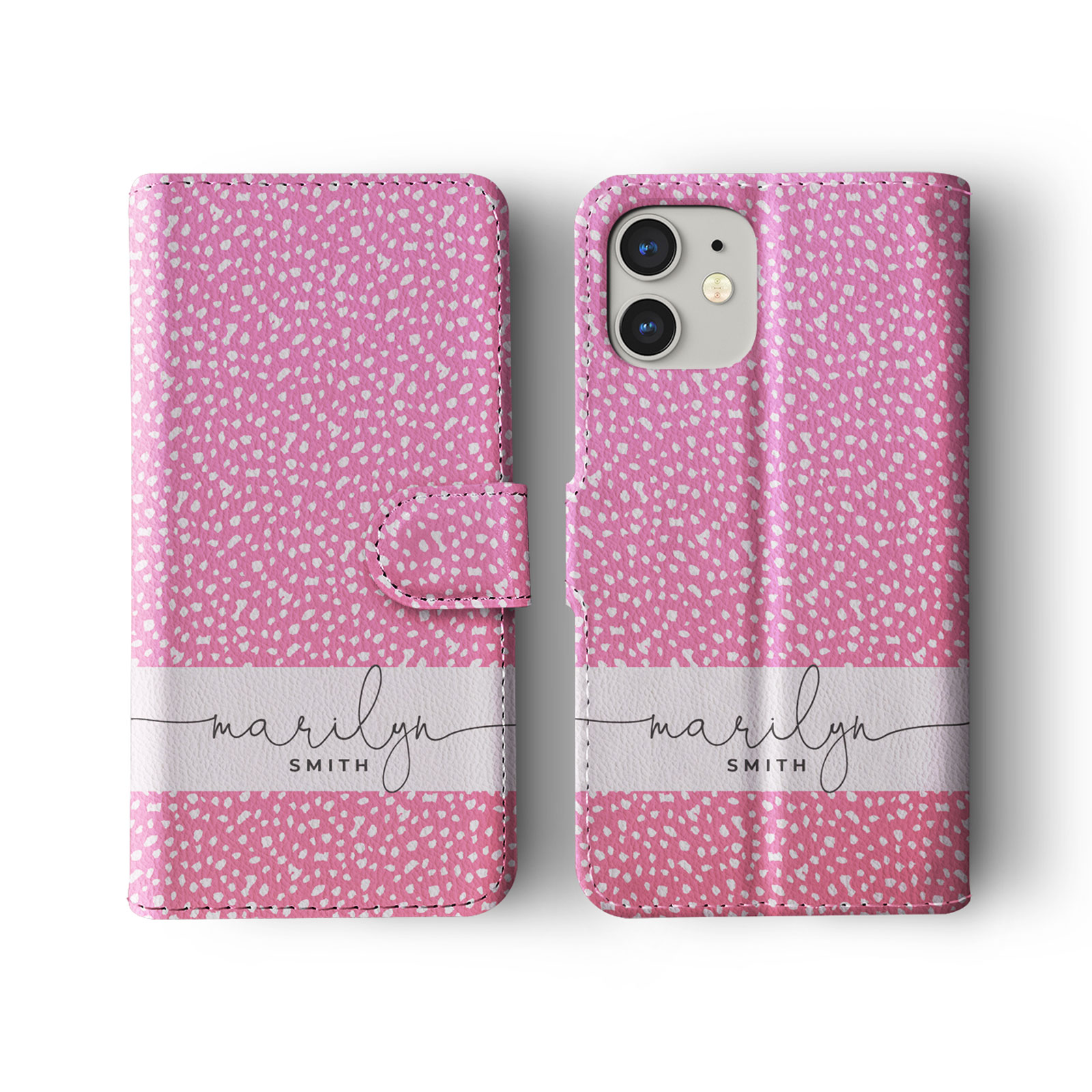 Tirita Personalised Wallet Flip Case for iPhone 14 13 12 11 Colourful Stars Dots - Picture 23 of 31