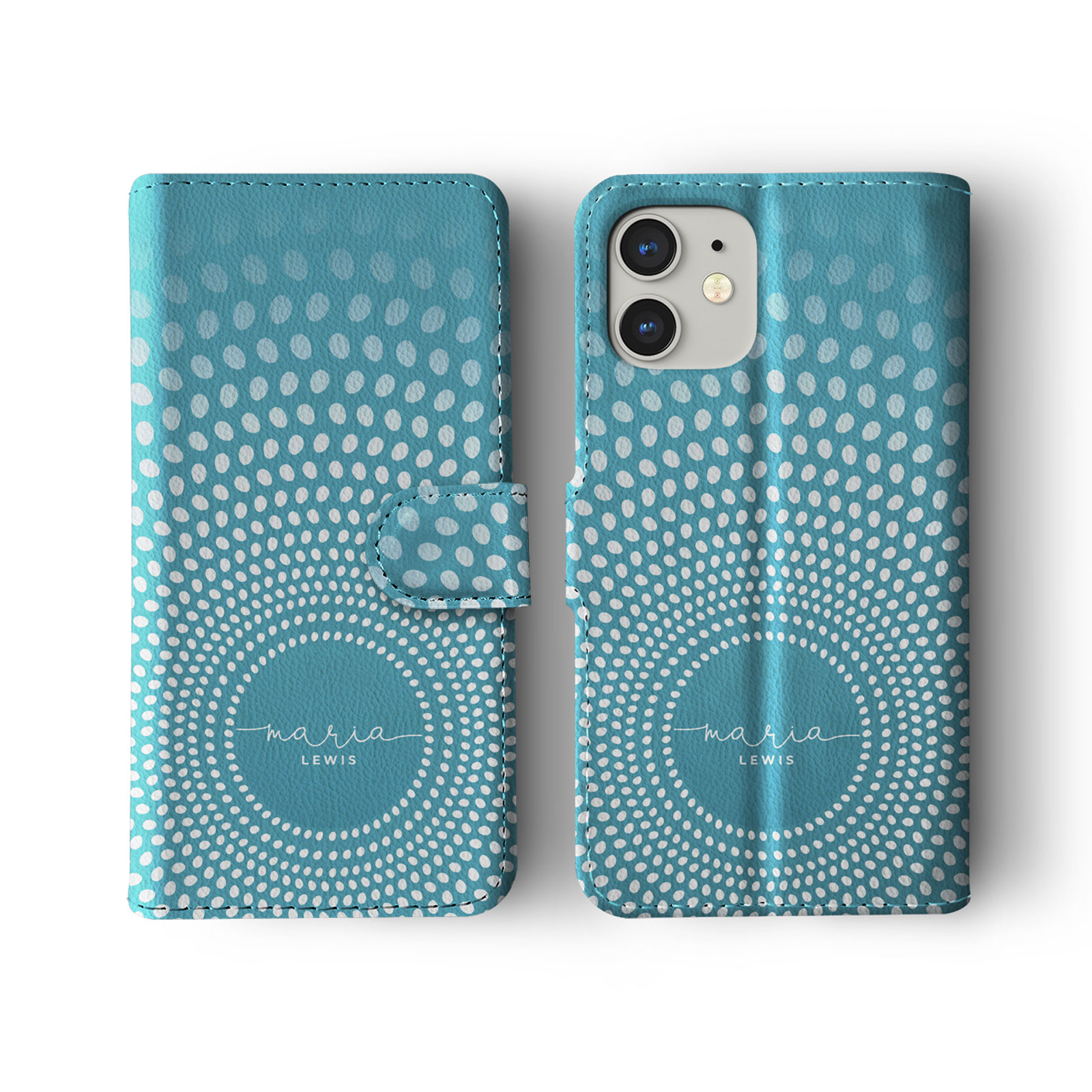 Tirita Personalised Wallet Flip Case for iPhone 14 13 12 11 Colourful Stars Dots - Picture 29 of 31