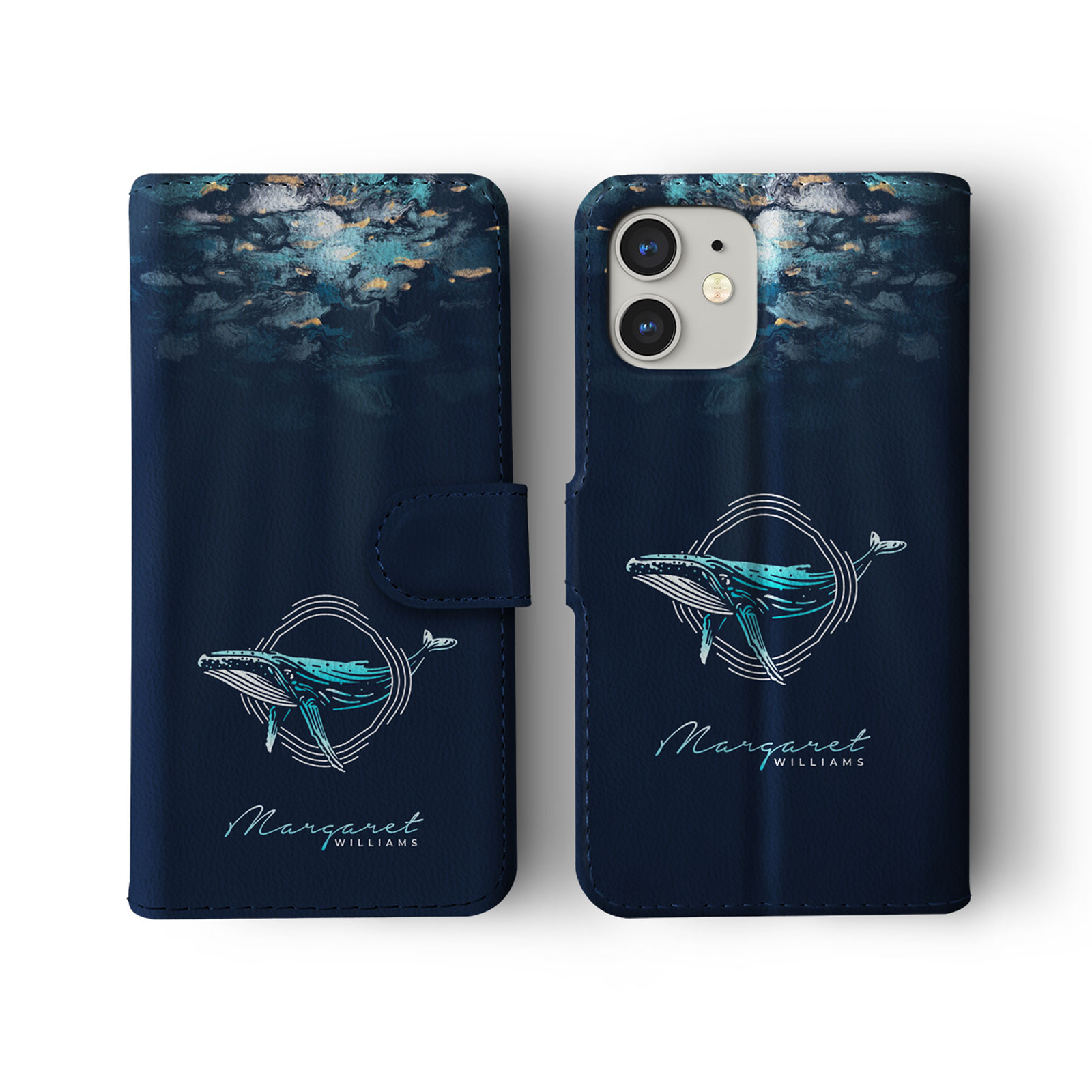 Tirita Personalised Wallet Flip Case for iPhone 15 14 13 12 Ocean Life Marine - Picture 2 of 29