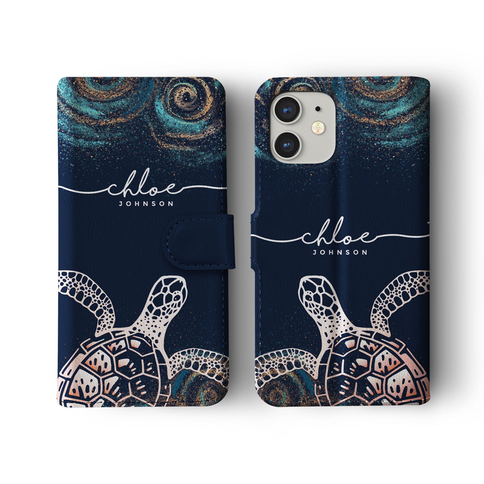 Tirita Personalised Wallet Flip Case for iPhone 15 14 13 12 Ocean Life Marine - Picture 5 of 29