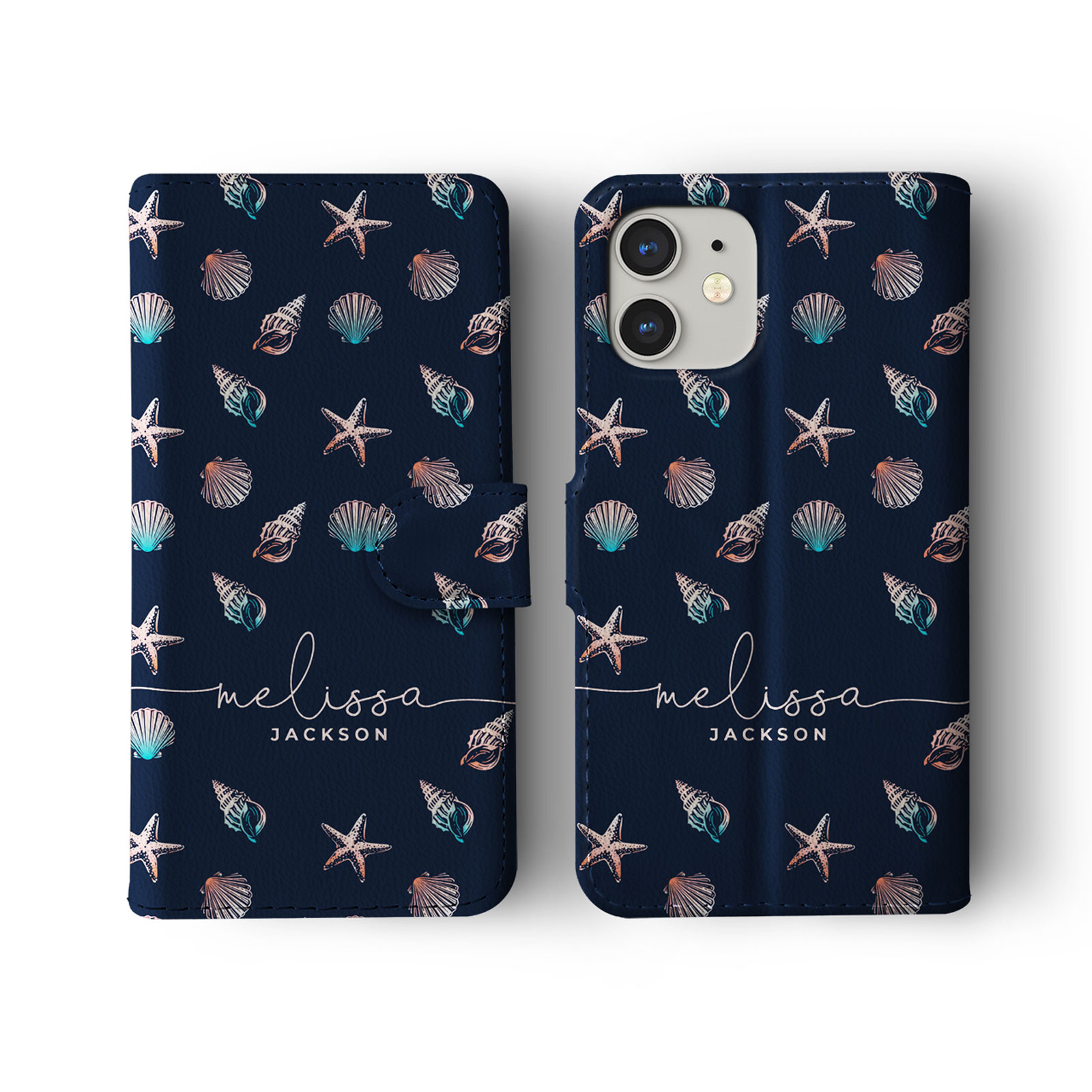 Tirita Personalised Wallet Flip Case for iPhone 15 14 13 12 Ocean Life Marine - Picture 14 of 29