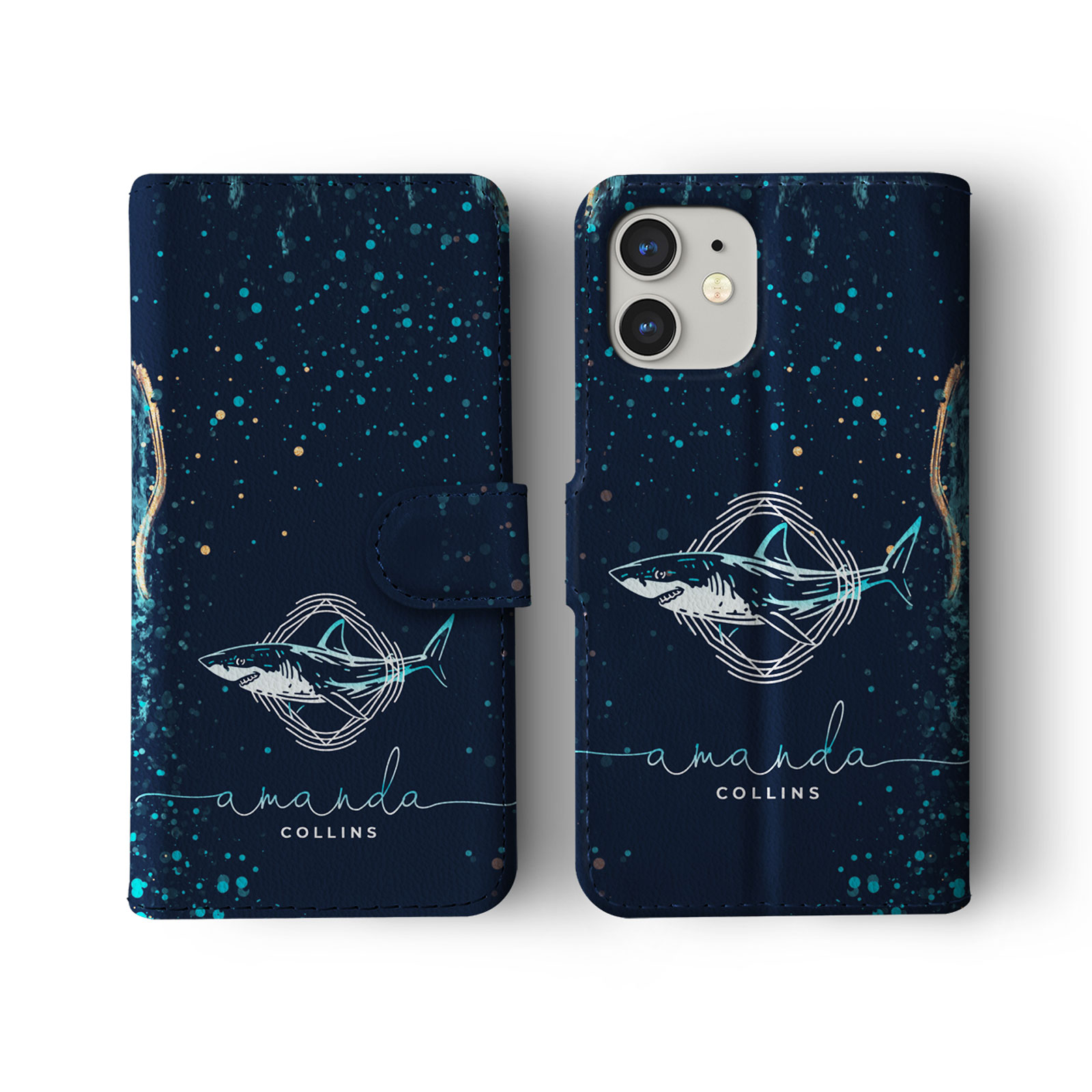 Tirita Personalised Wallet Flip Case for iPhone 15 14 13 12 Ocean Life Marine - Picture 17 of 29