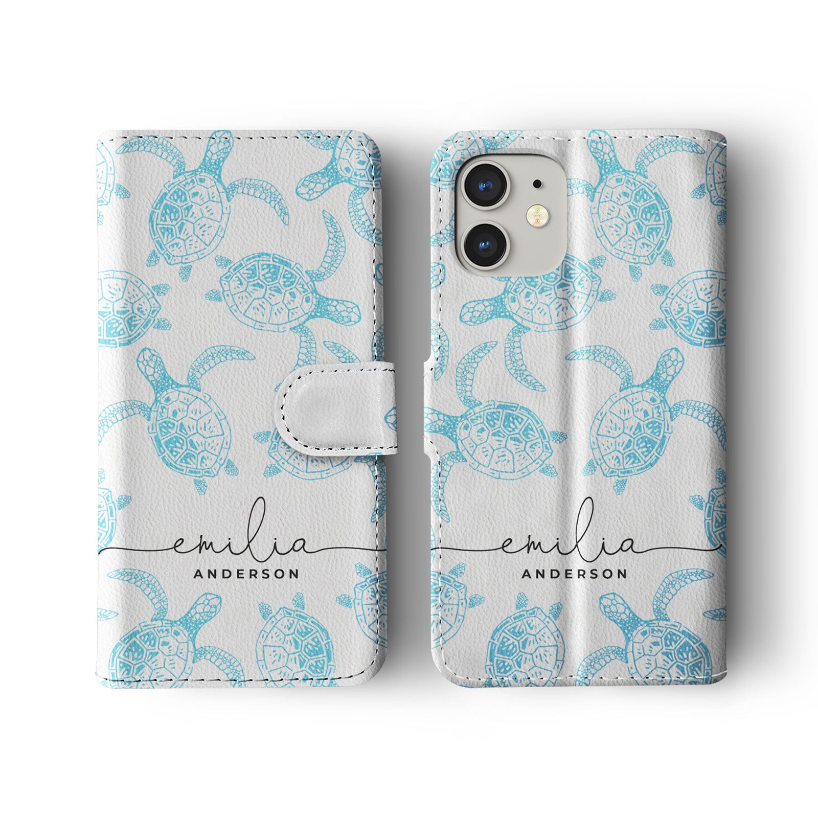 Tirita Personalised Wallet Flip Case for iPhone 15 14 13 12 Ocean Life Marine - Picture 26 of 29