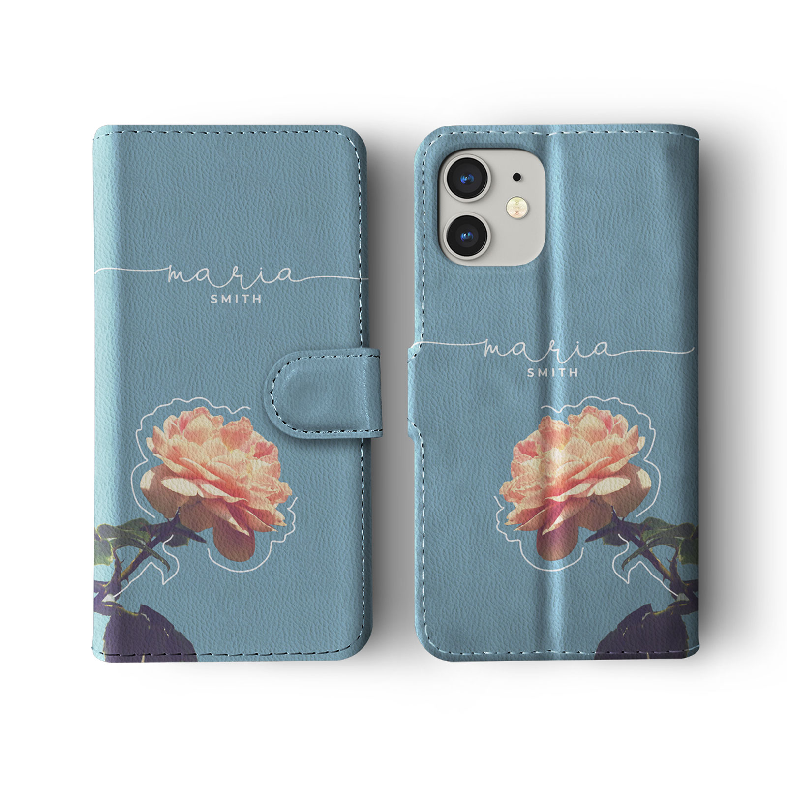 Tirita Personalised Wallet Flip Case for iPhone 16 15 14 Vintage Spring Floral - Picture 5 of 26