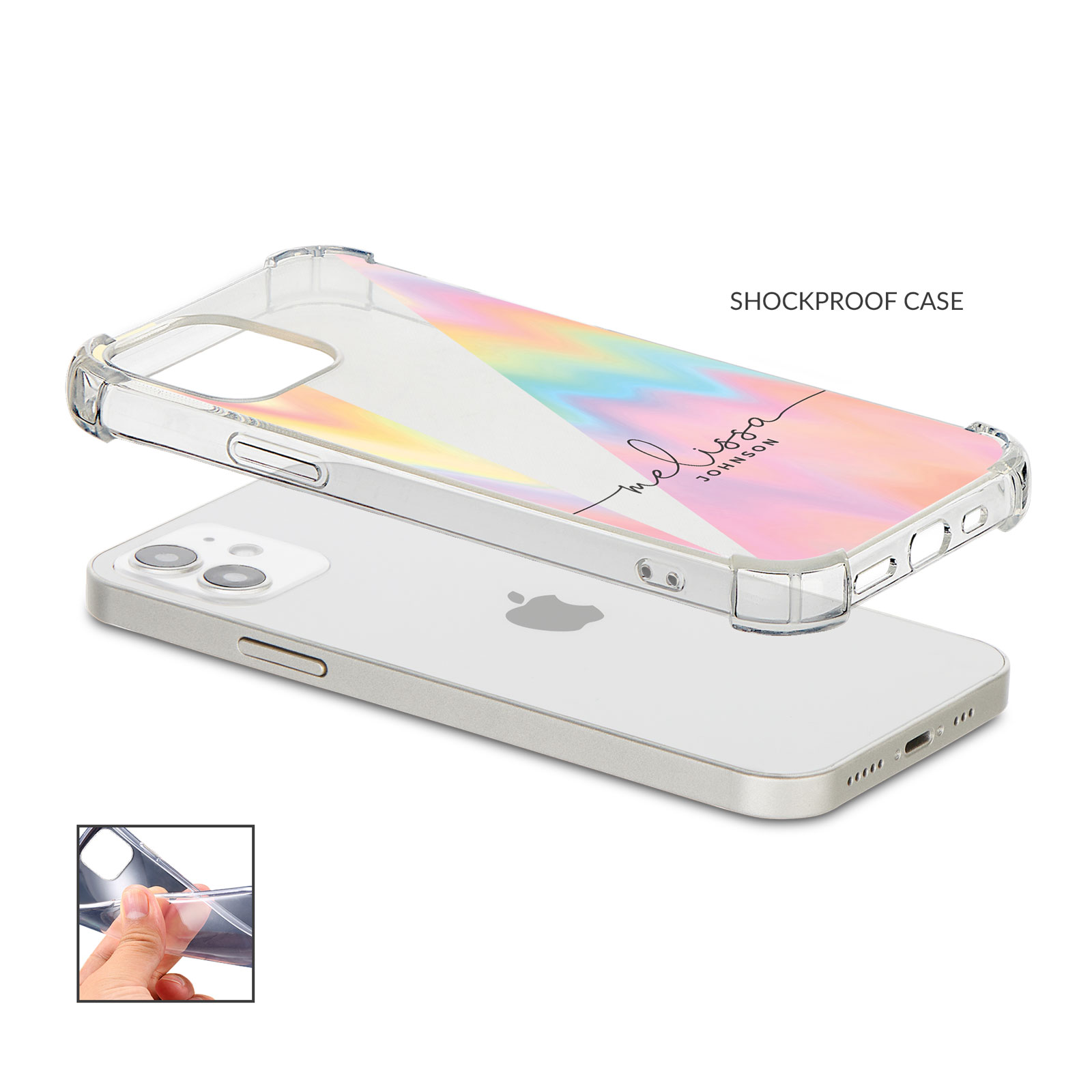 Tirita Personalised Phone Cas Shockproof Soft for iPhone 12 8 SE 11 Holographic - Picture 5 of 42