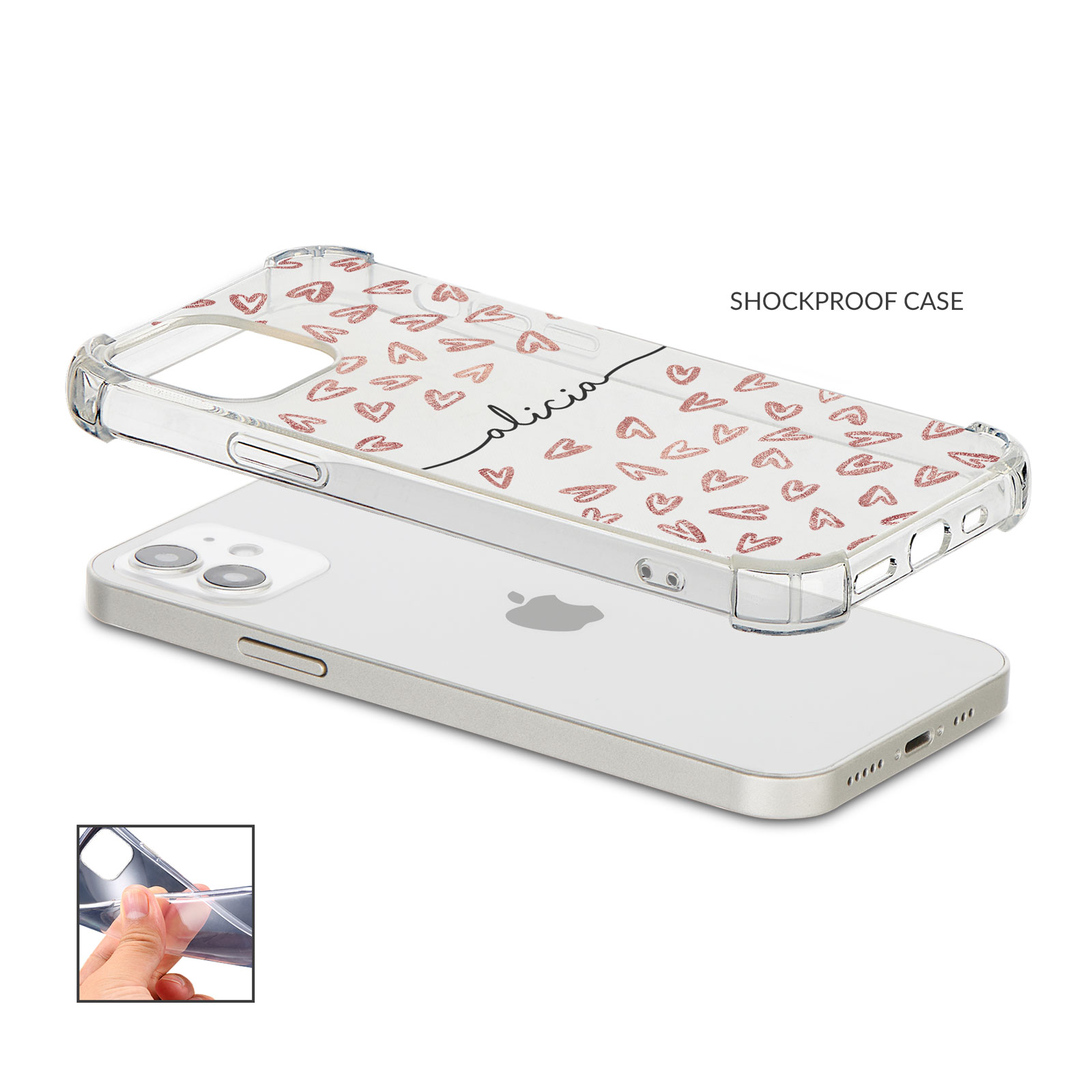 Tirita Personalised Phone Cas Shockproof Soft for iPhone 12 8 SE 11 Holographic - Picture 10 of 42