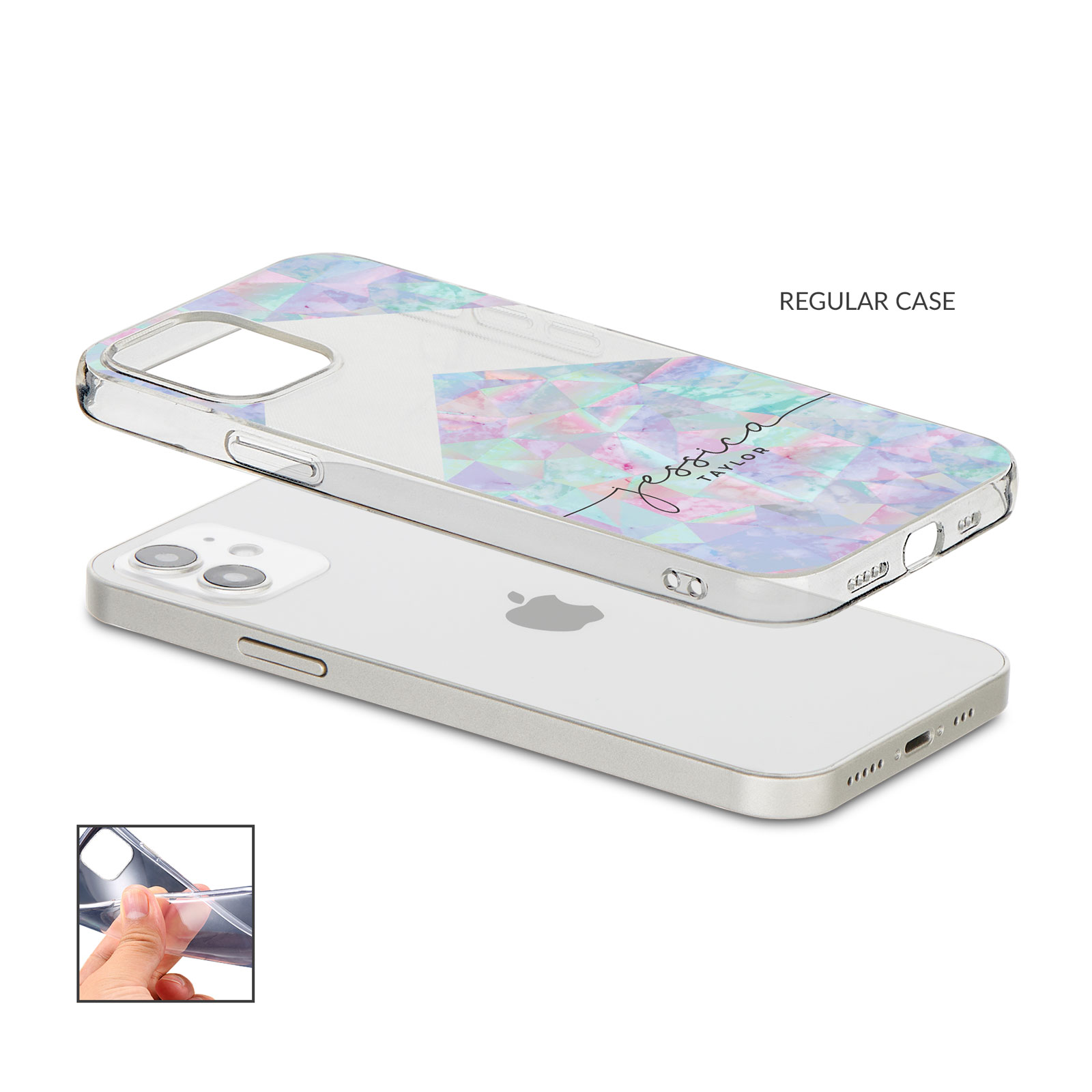 Tirita Personalised Phone Cas Shockproof Soft for iPhone 12 8 SE 11 Holographic - Picture 19 of 42