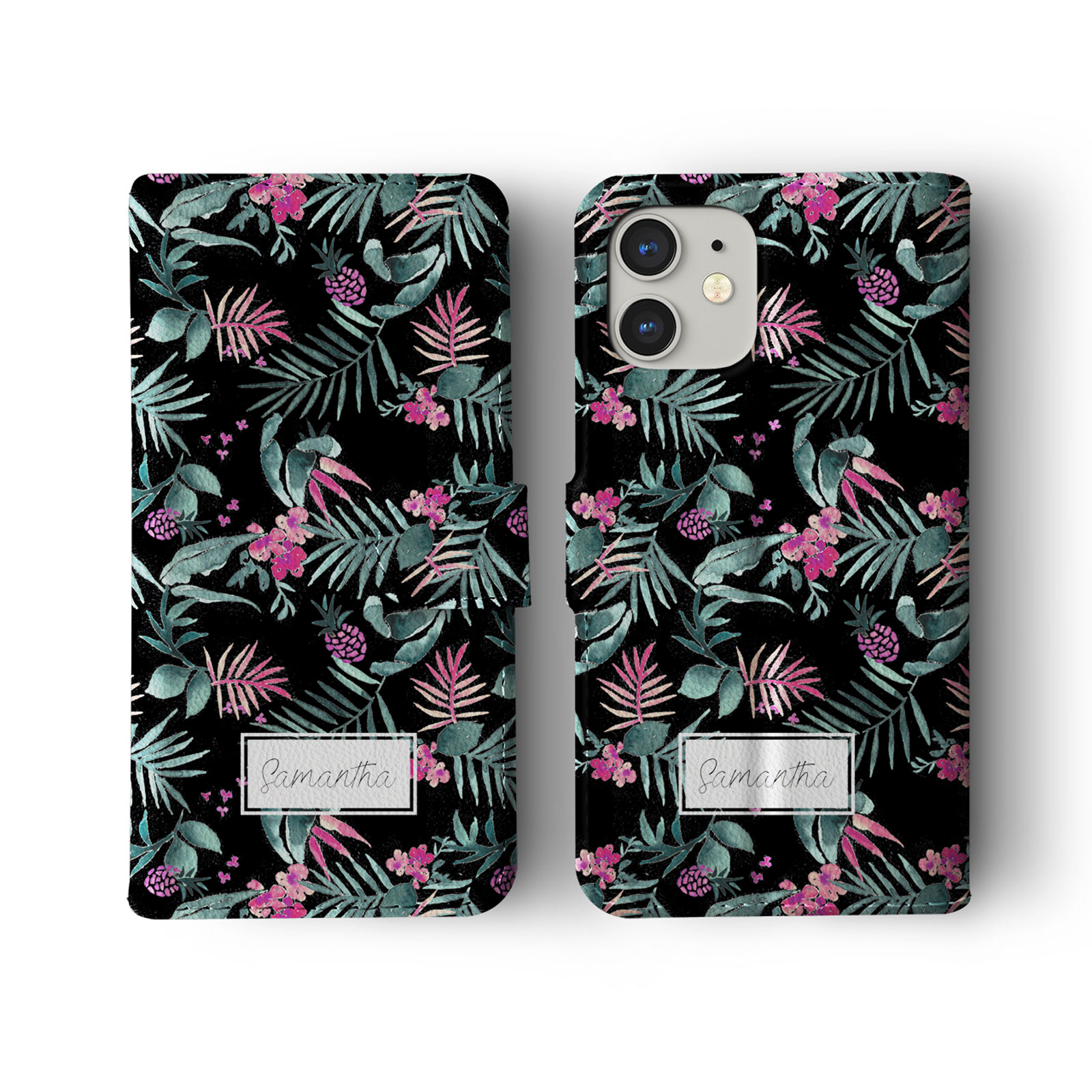 Tirita Personalised Wallet Flip Case for iPhone 14 13 12 11 8 Tropical Flamingos - Picture 5 of 26