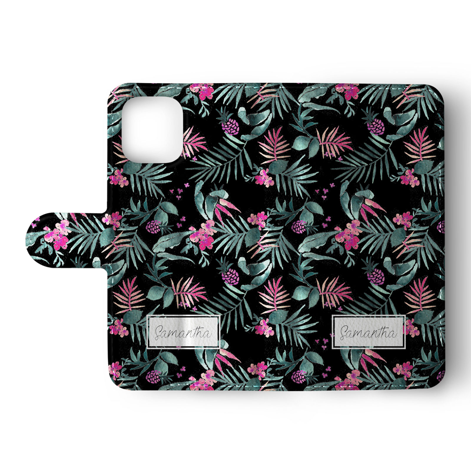 Tirita Personalised Wallet Flip Case for iPhone 14 13 12 11 8 Tropical Flamingos - Picture 6 of 26