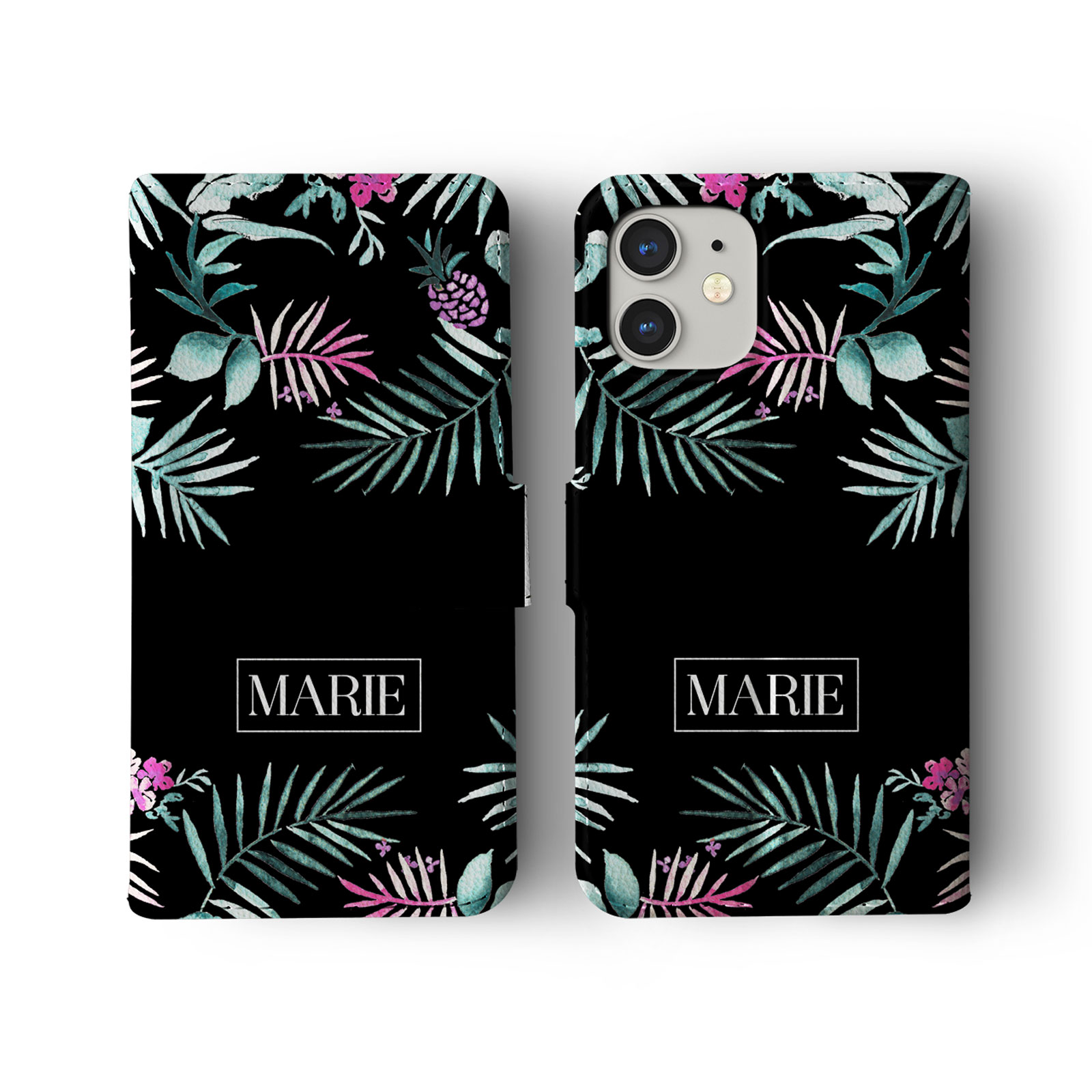 Tirita Personalised Wallet Flip Case for iPhone 14 13 12 11 8 Tropical Flamingos - Picture 8 of 26