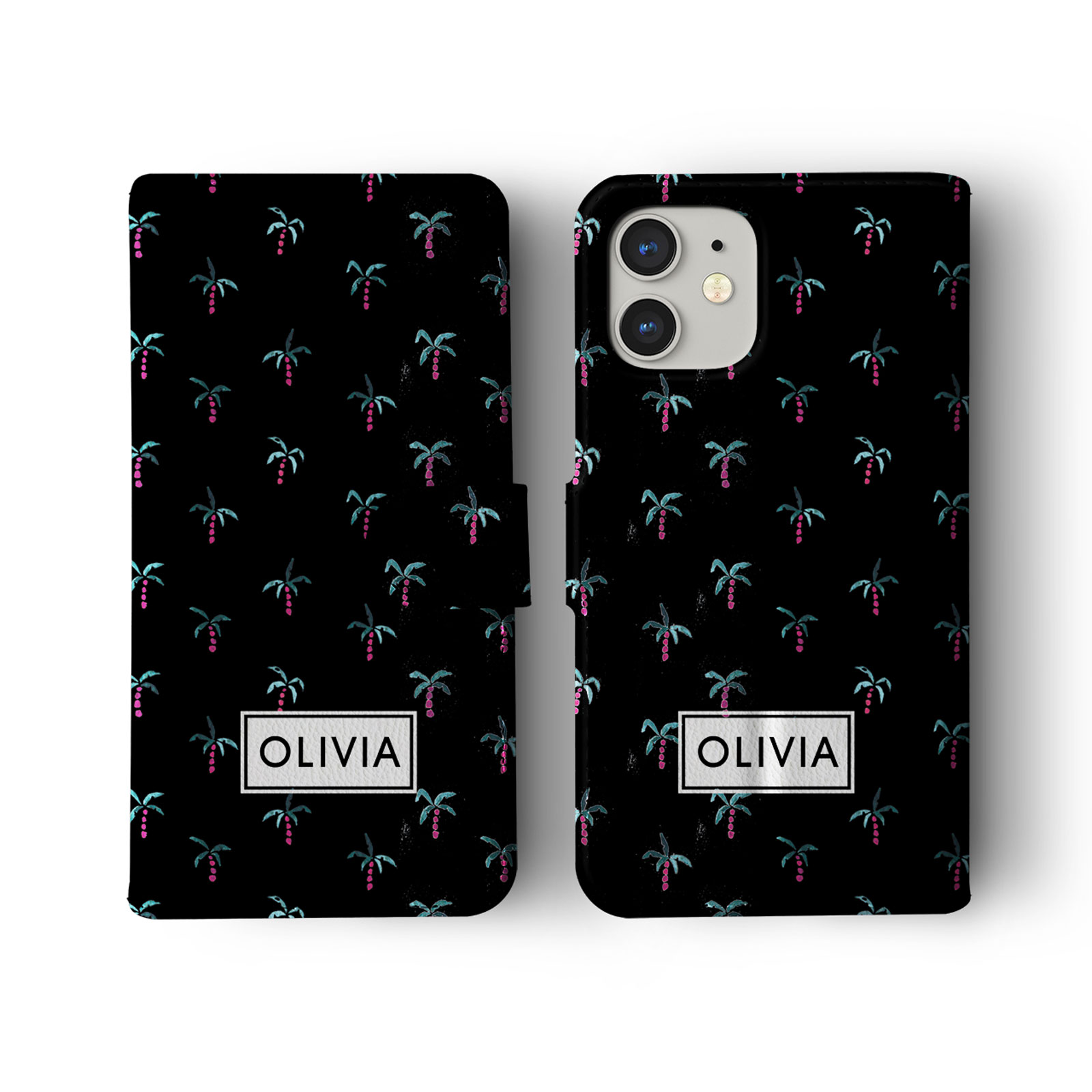 Tirita Personalised Wallet Flip Case for iPhone 14 13 12 11 8 Tropical Flamingos - Picture 11 of 26