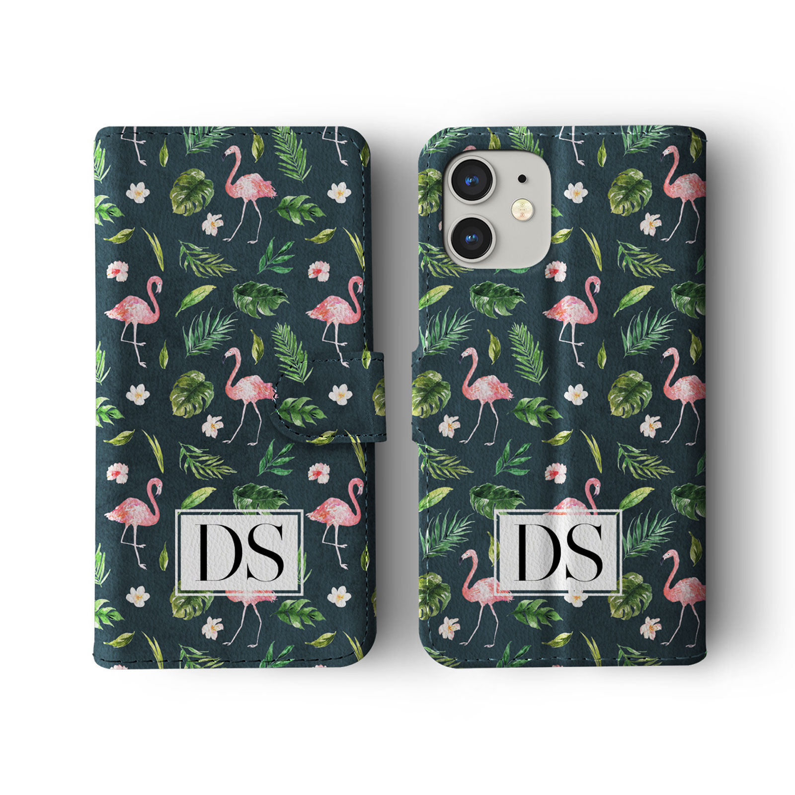 Tirita Personalised Wallet Flip Case for iPhone 14 13 12 11 8 Tropical Flamingos - Picture 14 of 26