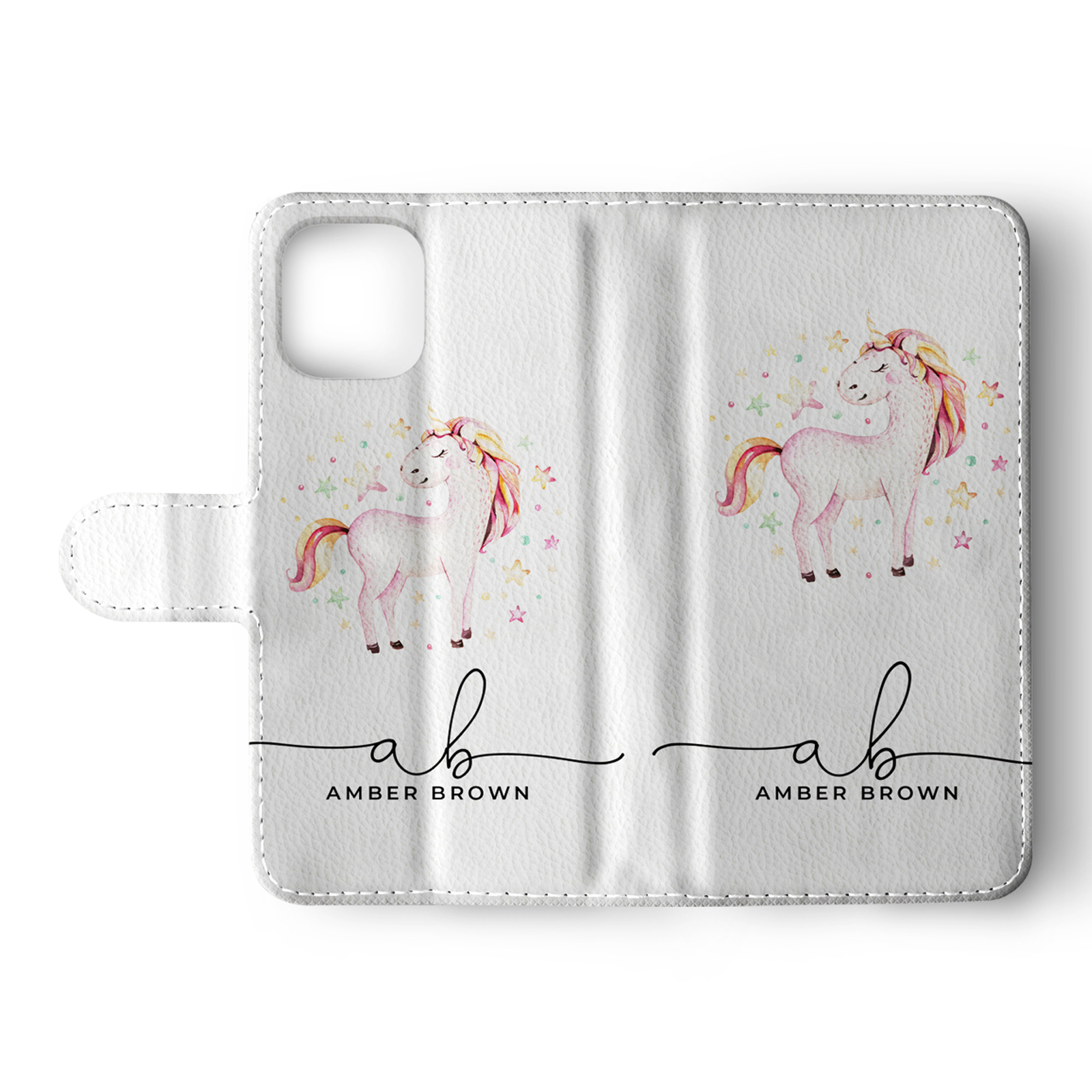 Tirita Personalised Wallet Flip Case for iPhone 16 15 14 13 12 Floral Unicorns - Picture 9 of 26