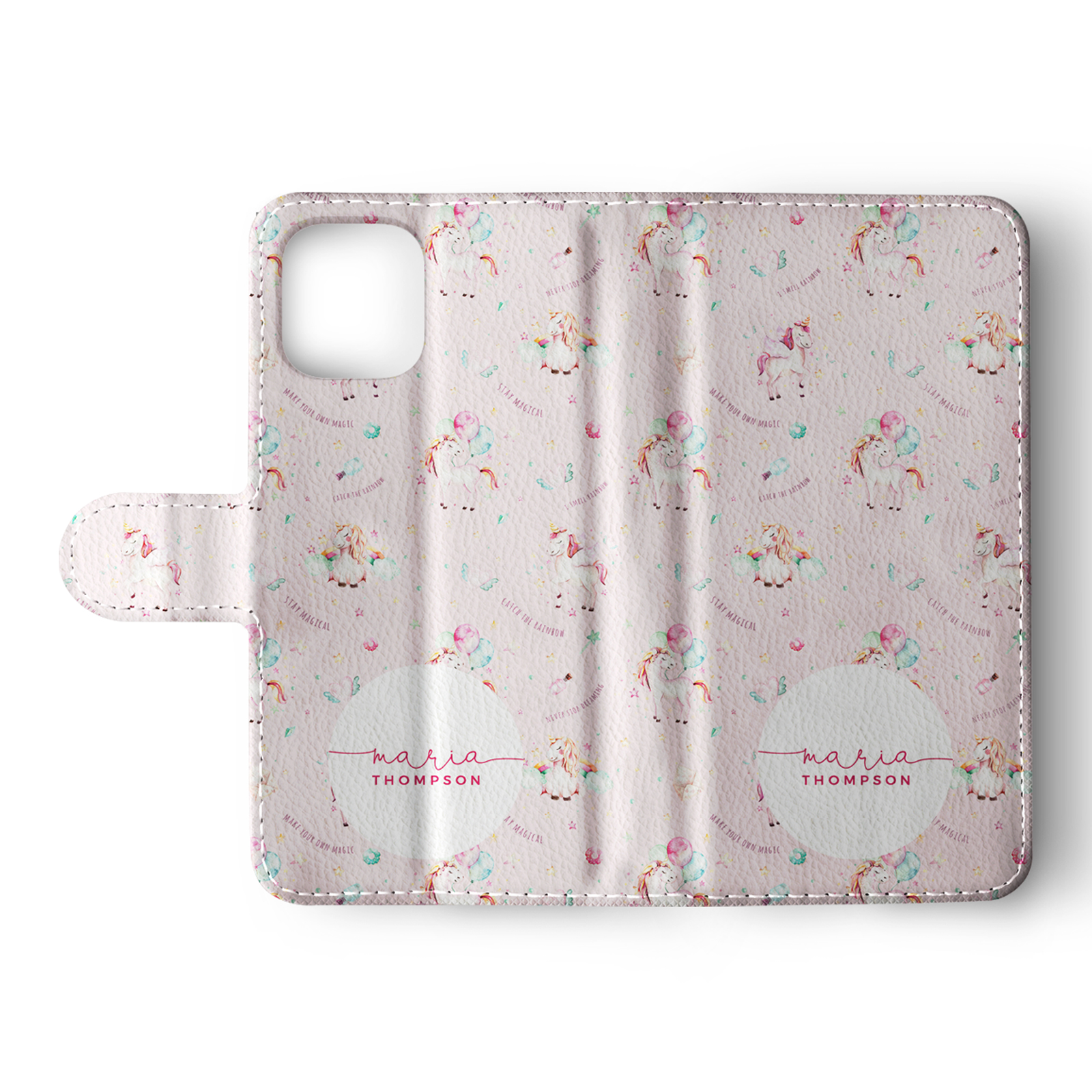 Tirita Personalised Wallet Flip Case for iPhone 16 15 14 13 12 Floral Unicorns - Picture 12 of 26