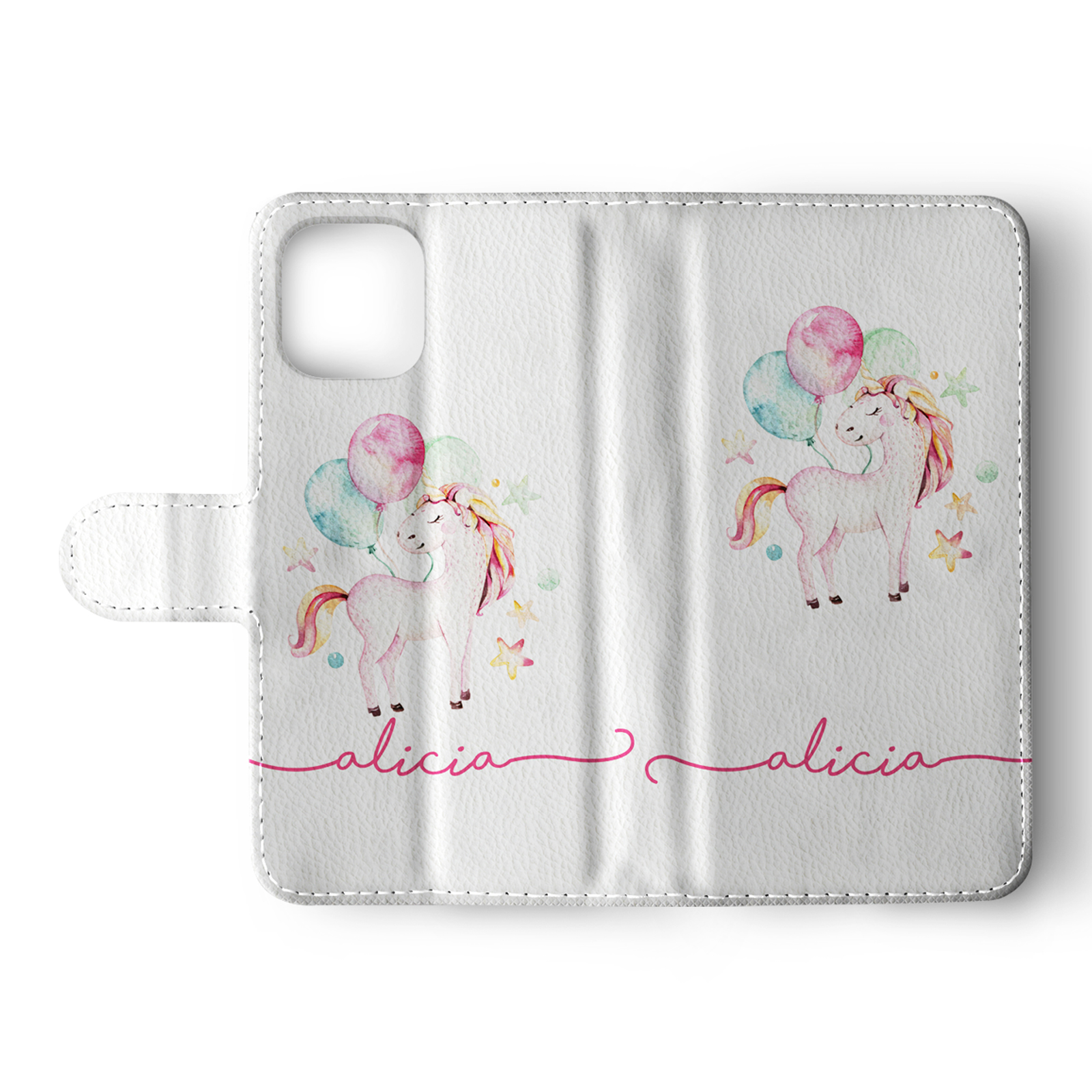 Tirita Personalised Wallet Flip Case for iPhone 16 15 14 13 12 Floral Unicorns - Picture 15 of 26