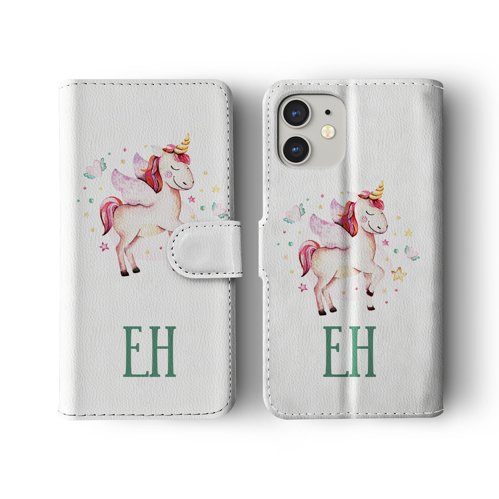 Tirita Personalised Wallet Flip Case for iPhone 16 15 14 13 12 Floral Unicorns - Picture 23 of 26