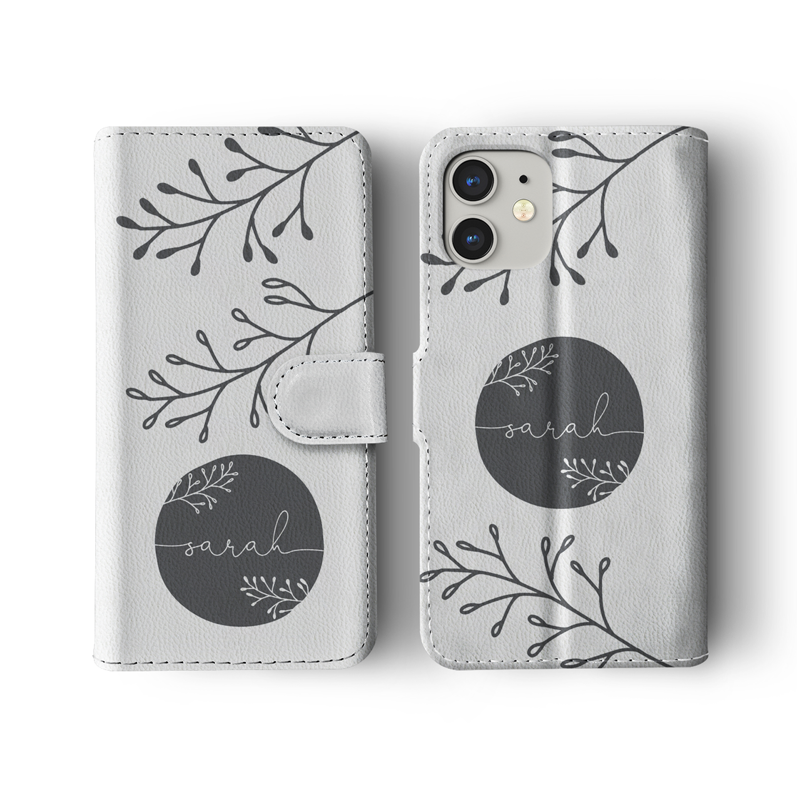 Tirita Personalised Wallet Flip Case for iPhone12 11 SE 8 Shabby Floral Bird Art - Picture 2 of 32