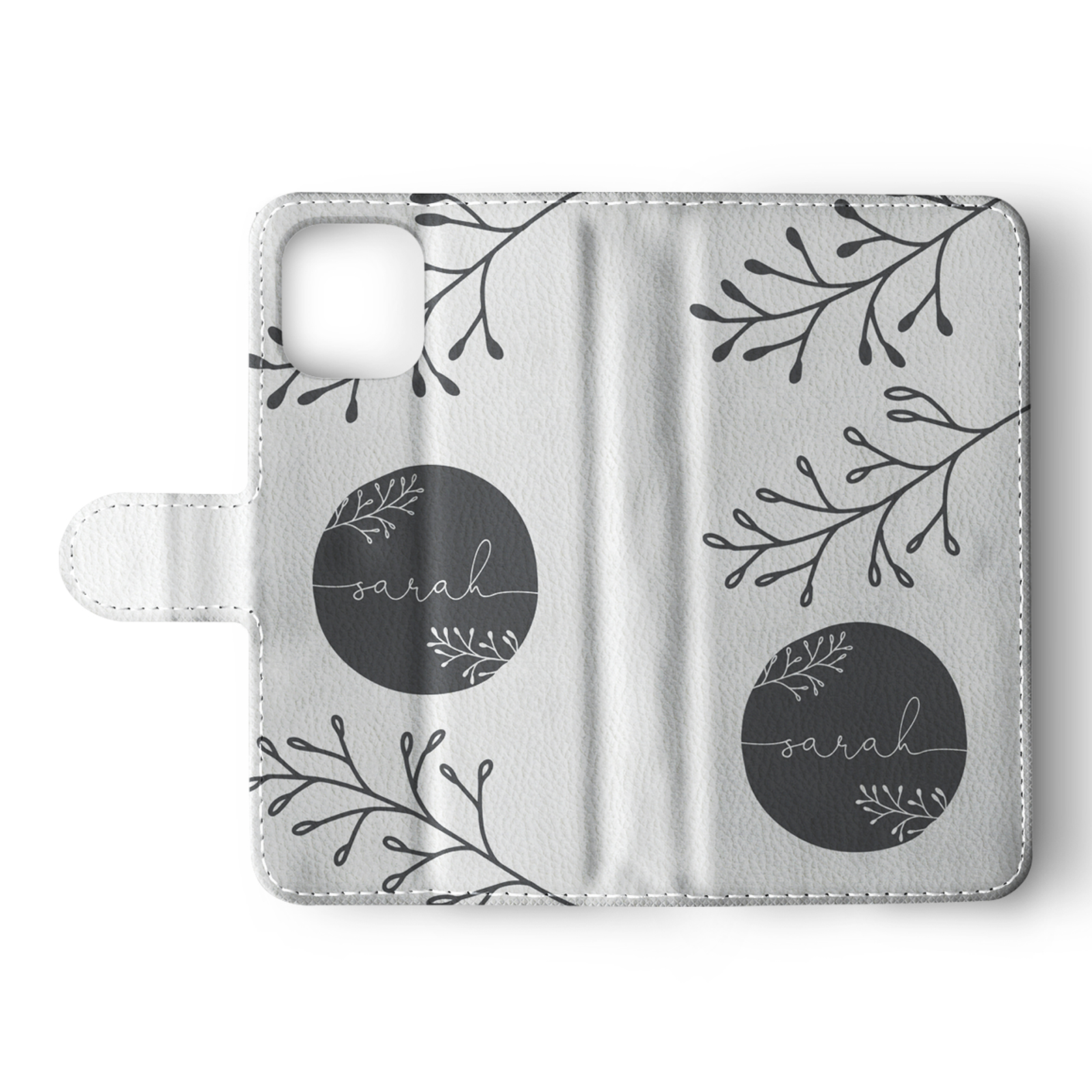 Tirita Personalised Wallet Flip Case for iPhone12 11 SE 8 Shabby Floral Bird Art - Picture 3 of 32