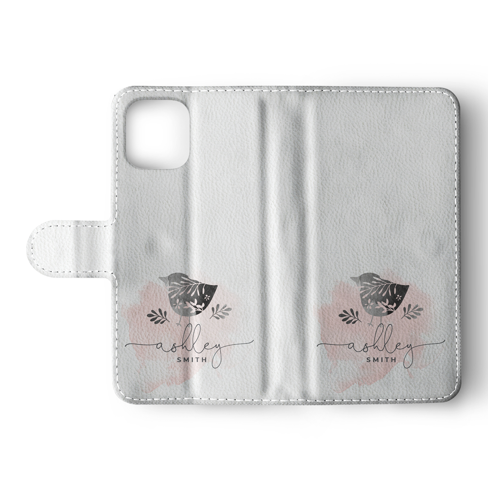 Tirita Personalised Wallet Flip Case for iPhone12 11 SE 8 Shabby Floral Bird Art - Picture 6 of 32