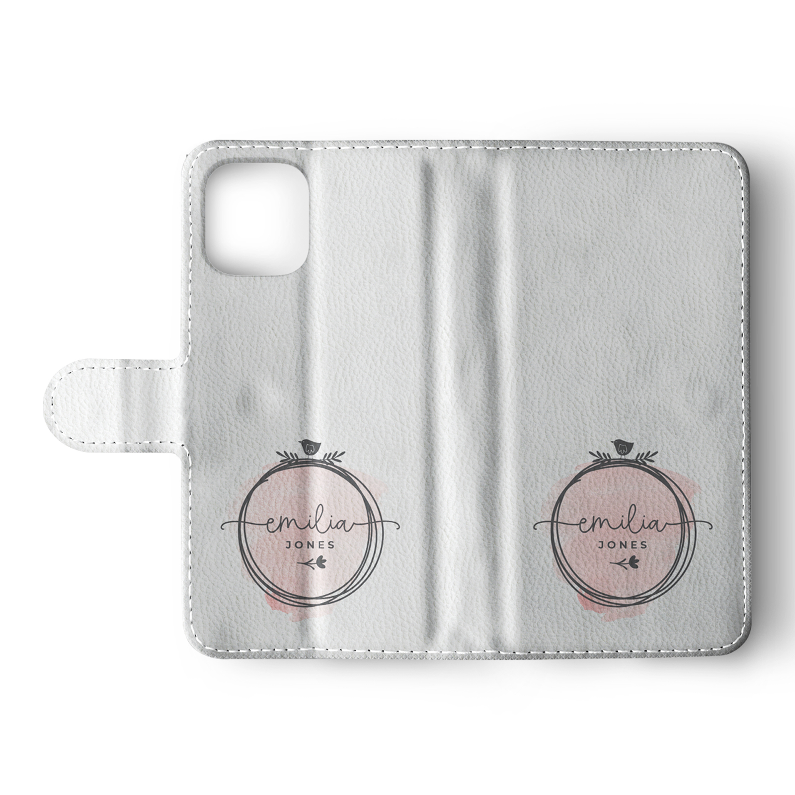Tirita Personalised Wallet Flip Case for iPhone12 11 SE 8 Shabby Floral Bird Art - Picture 24 of 32