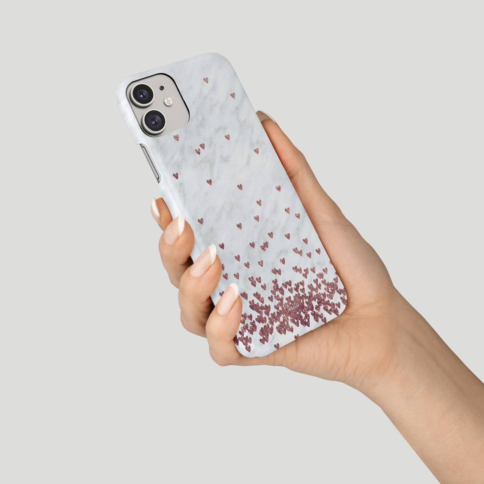 Tirita Phone Case for iPhone 16 15 14 13 12 11 X XR Floating Hearts Marble Gold - Picture 5 of 18