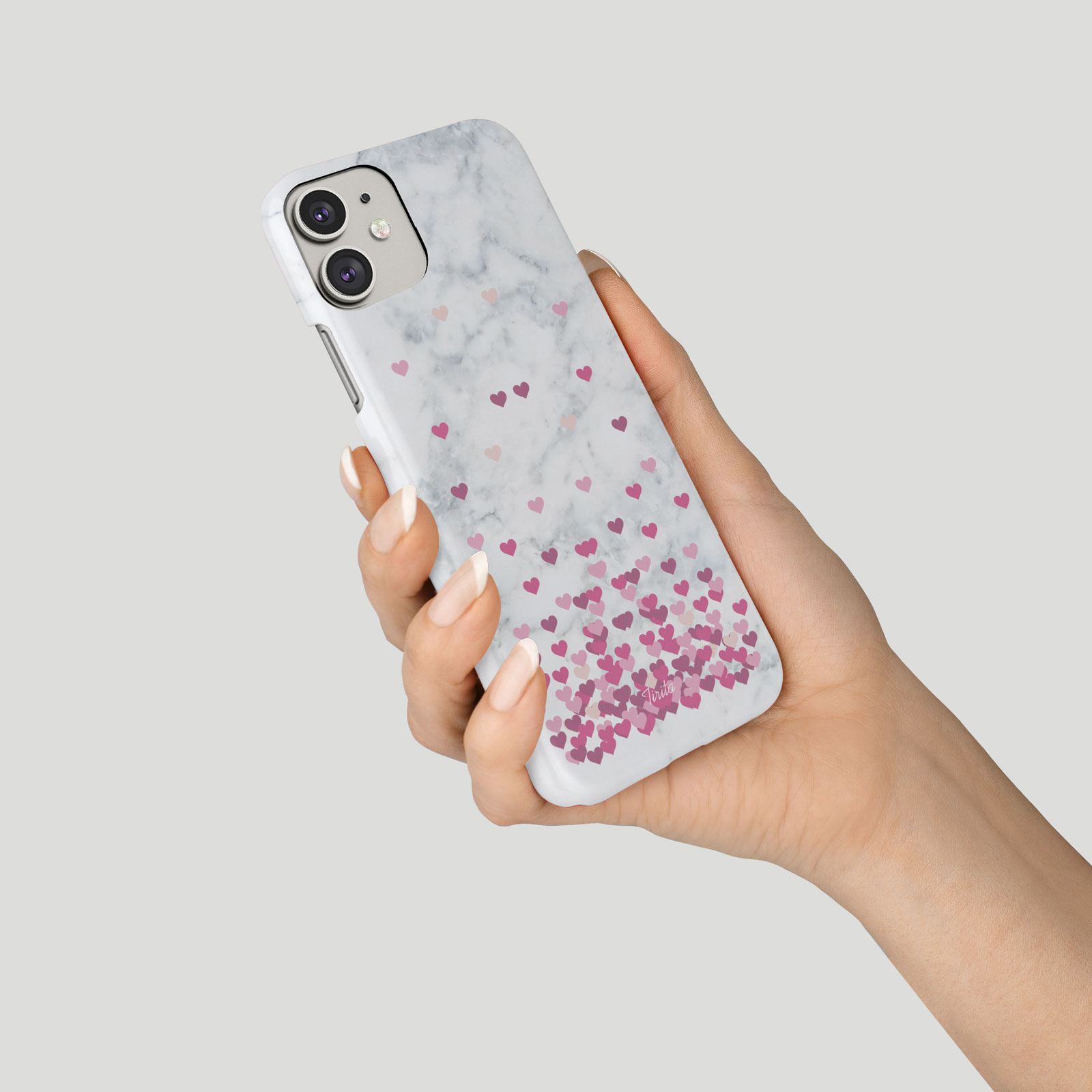 Tirita Phone Case for iPhone 16 15 14 13 12 11 X XR Floating Hearts Marble Gold - Picture 9 of 18